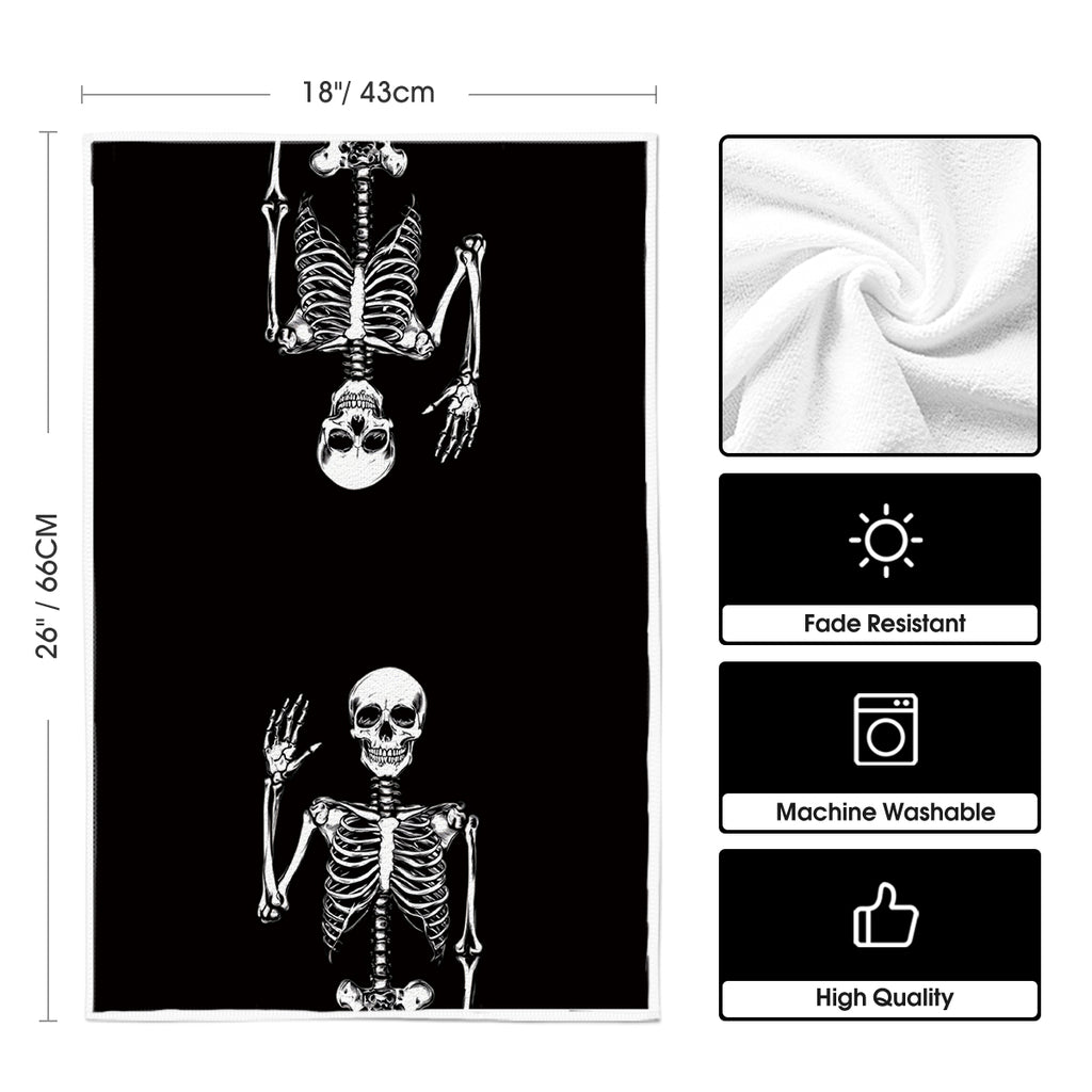 Sm:)e Spooky Pumpkin Ghost Boo Bat Halloween Kitchen Dish Towels 2 Set 18 x 26 inch