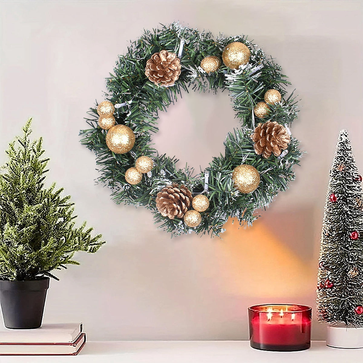 Btomtd Diameter 8" Pumpkin Skull Wreath Halloween Decor Acrylic Round Disk Hanging Ornament with Garland for Front Door Window, A