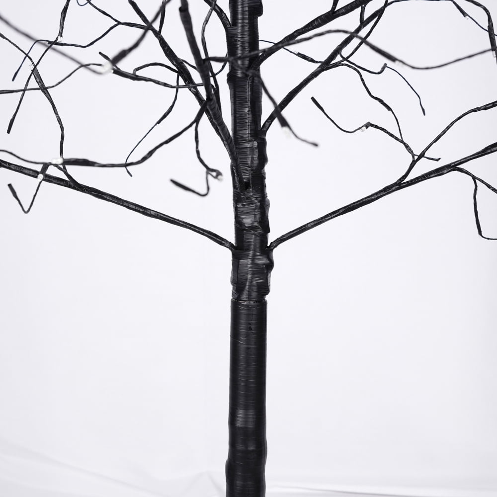 3-Pack Black Adjustable Branches Trees with Purple LED Lights, 4FT 5FT 6FT Pre-Lit Spooky Tree Set for Indoor Halloween Christmas Decor