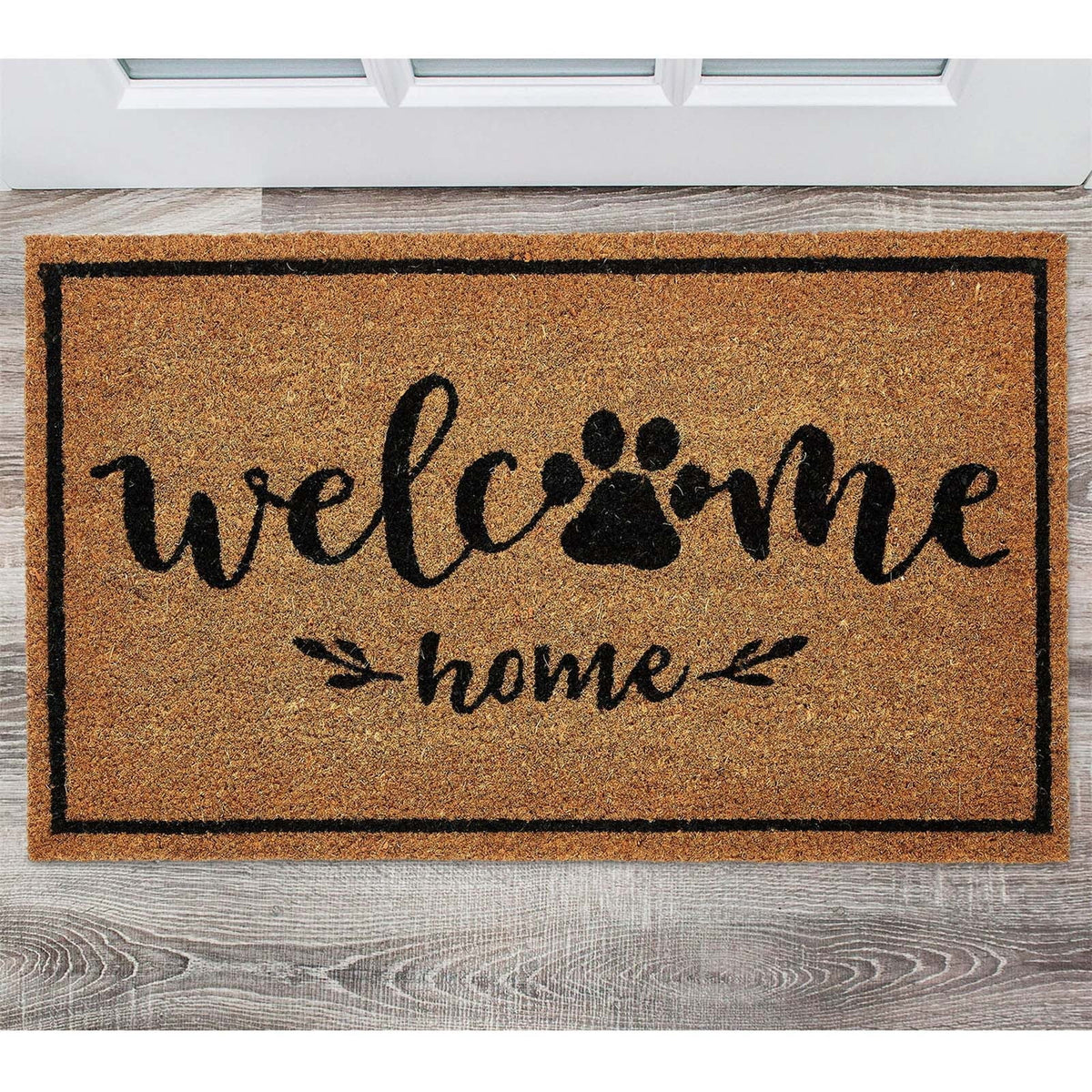 Lypsnake Natural Coco Coir Doormat - "Love Grows Here" Printed with Delicate Floral Pattern, Non-slip Absorbent Entry Mat for Home Entrance Porch Patio and Outdoor Decoration
