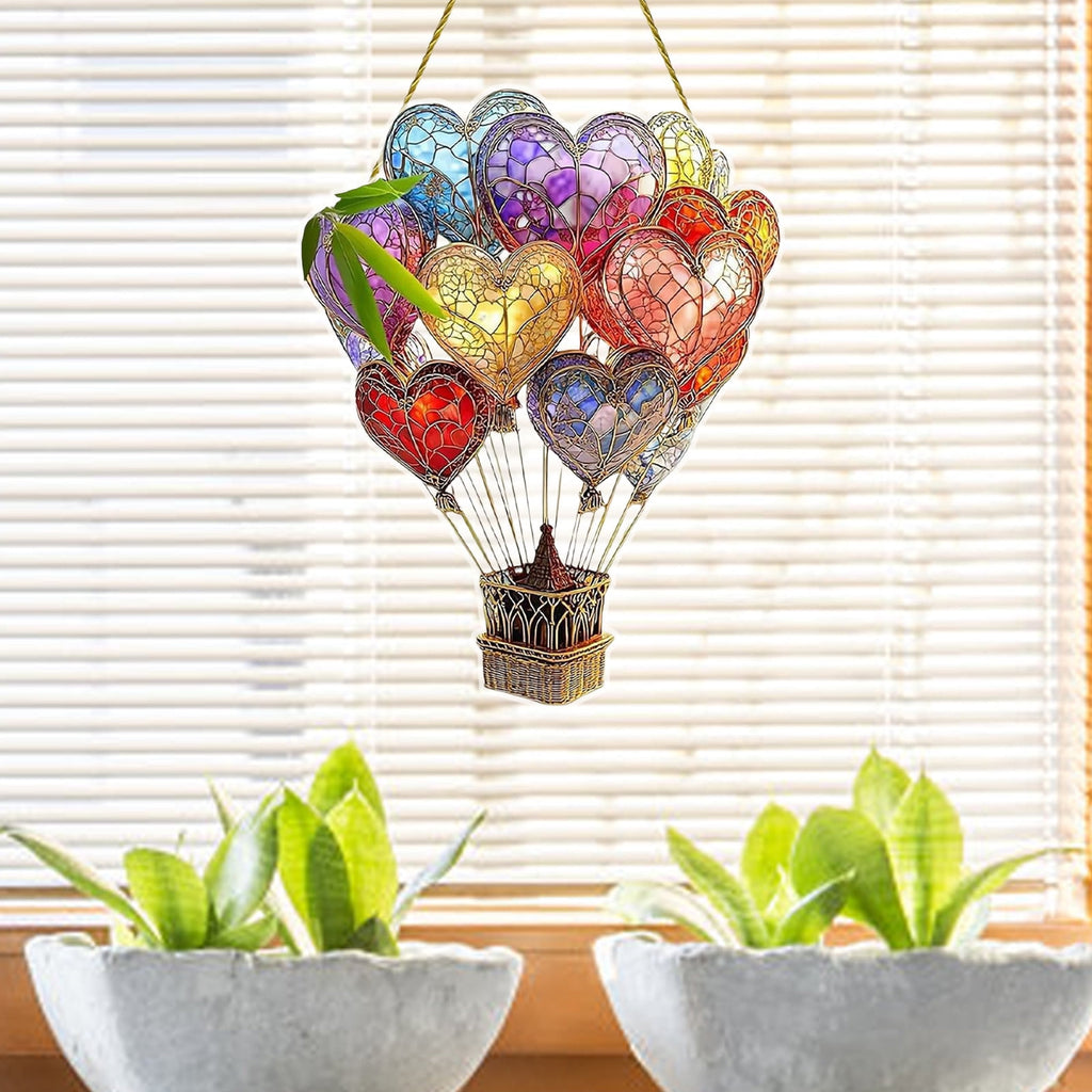 Hot Air Balloon Solar Lantern for Garden Decor, Flickering Flame Hanging Solar Light for Outdoor Decorations, Blue & Purple Lamp for Yard Tree Porch Party