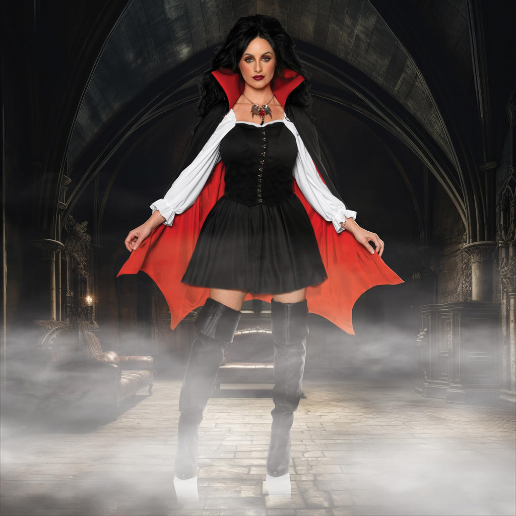 UNDERWRAPS Womens Vampire Mini Dress - Womens Vampire Cosplay, Sexy Womens Halloween Vampire Dracula Costume, Vampire Costume for Women
