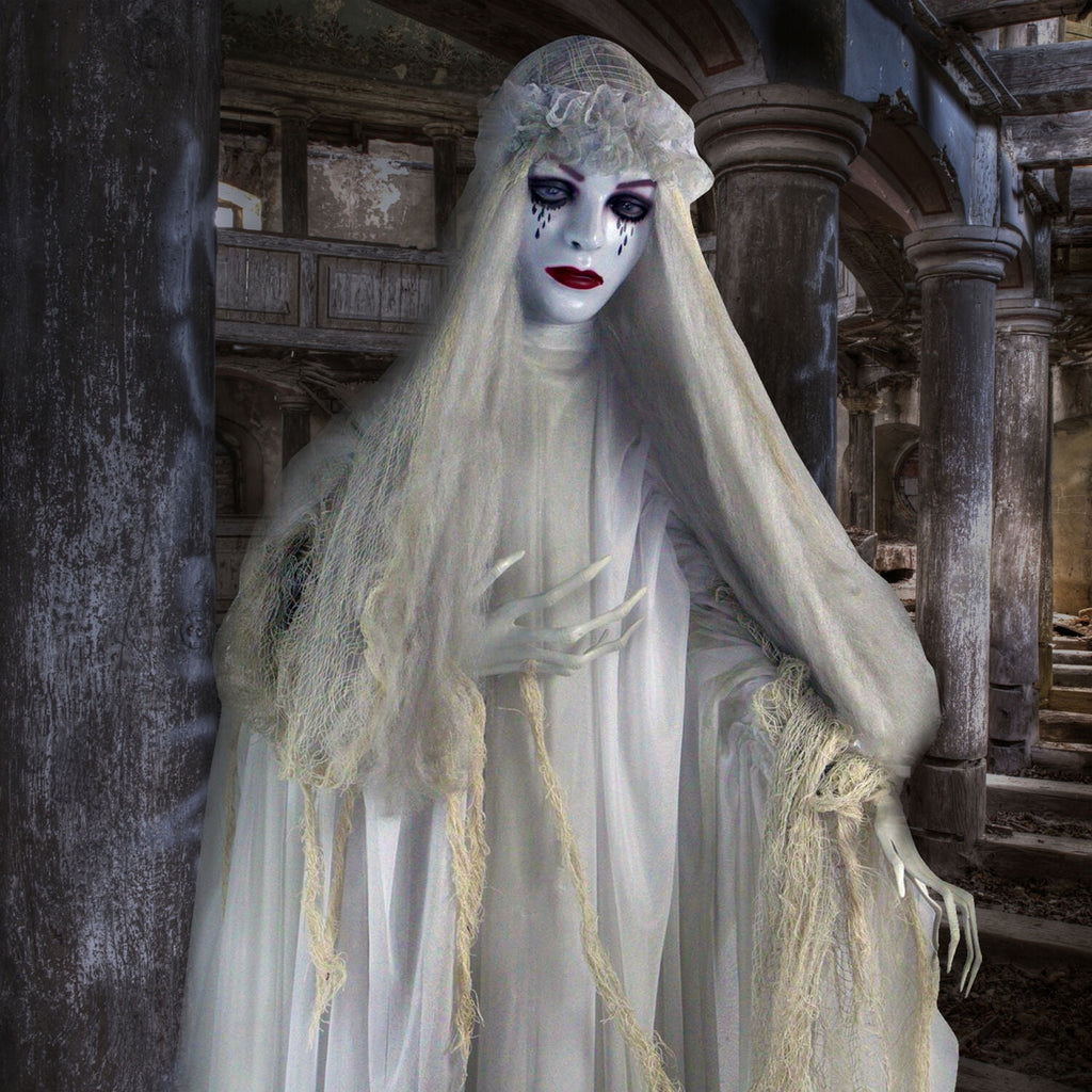 Haunted Hill Farm 6.5 Ft Life-Size Animatronic Bride Indoor/Outdoor Halloween Decoration, Multicolor, HHLADY-2FLSA