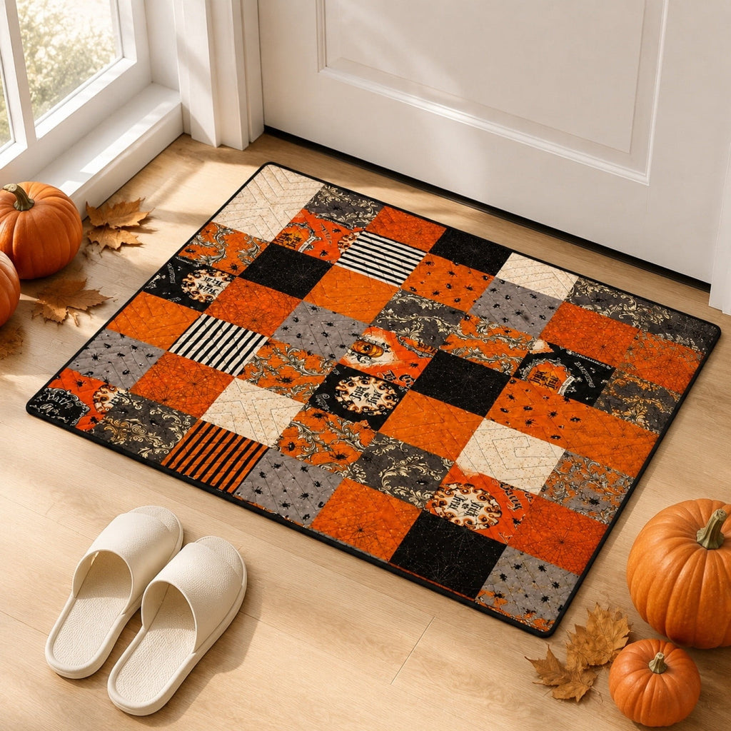 OutmaxHome Halloween Theme Cute Ghost Print Doormat, 15.8x23.6 Inch Non-Slip Absorbent Mat, Easy to Clean, for Front Door, Porch, Farmhouse