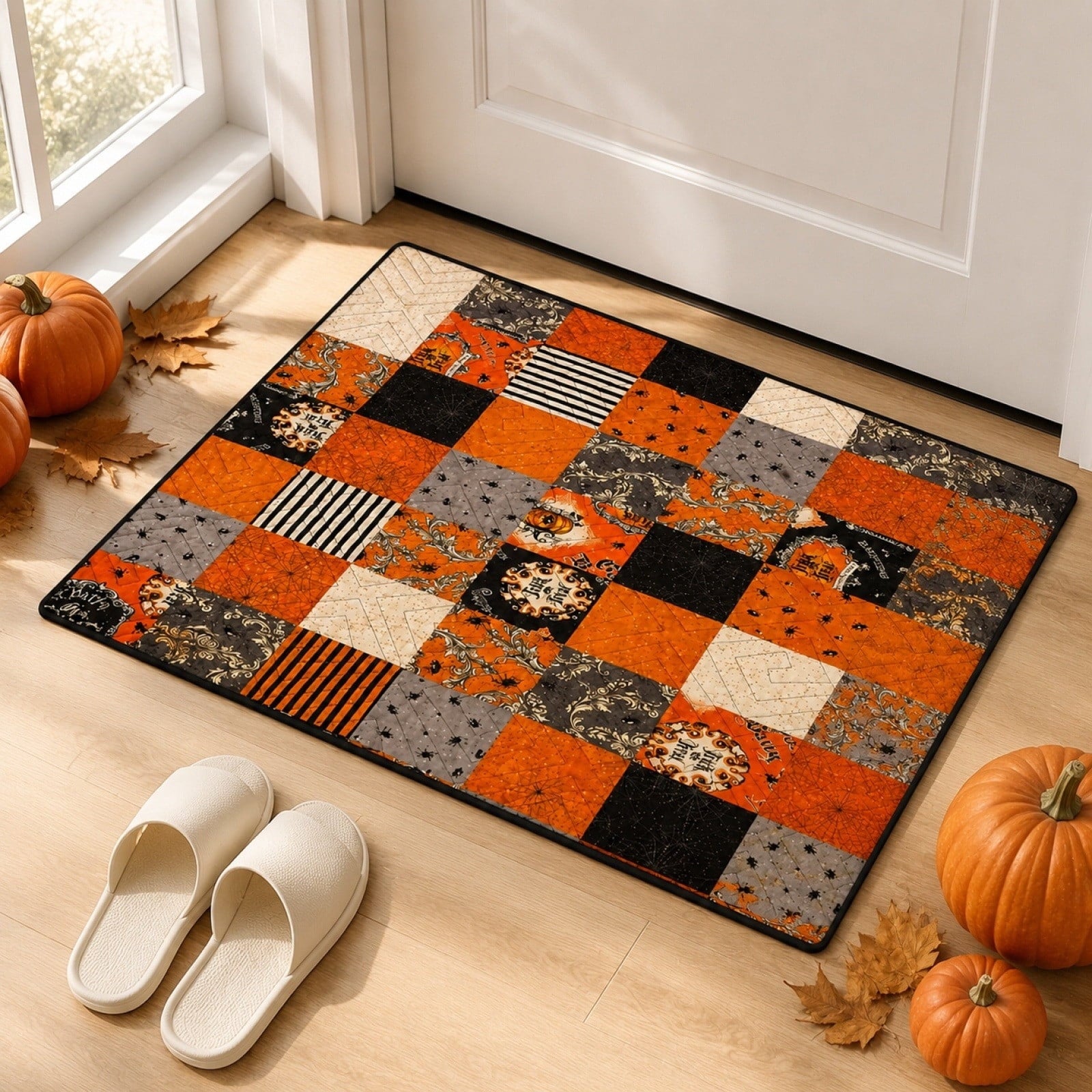 OutmaxHome Halloween Theme Cute Ghost Print Doormat, 15.8x23.6 Inch Non-Slip Absorbent Mat, Easy to Clean, for Front Door, Porch, Farmhouse
