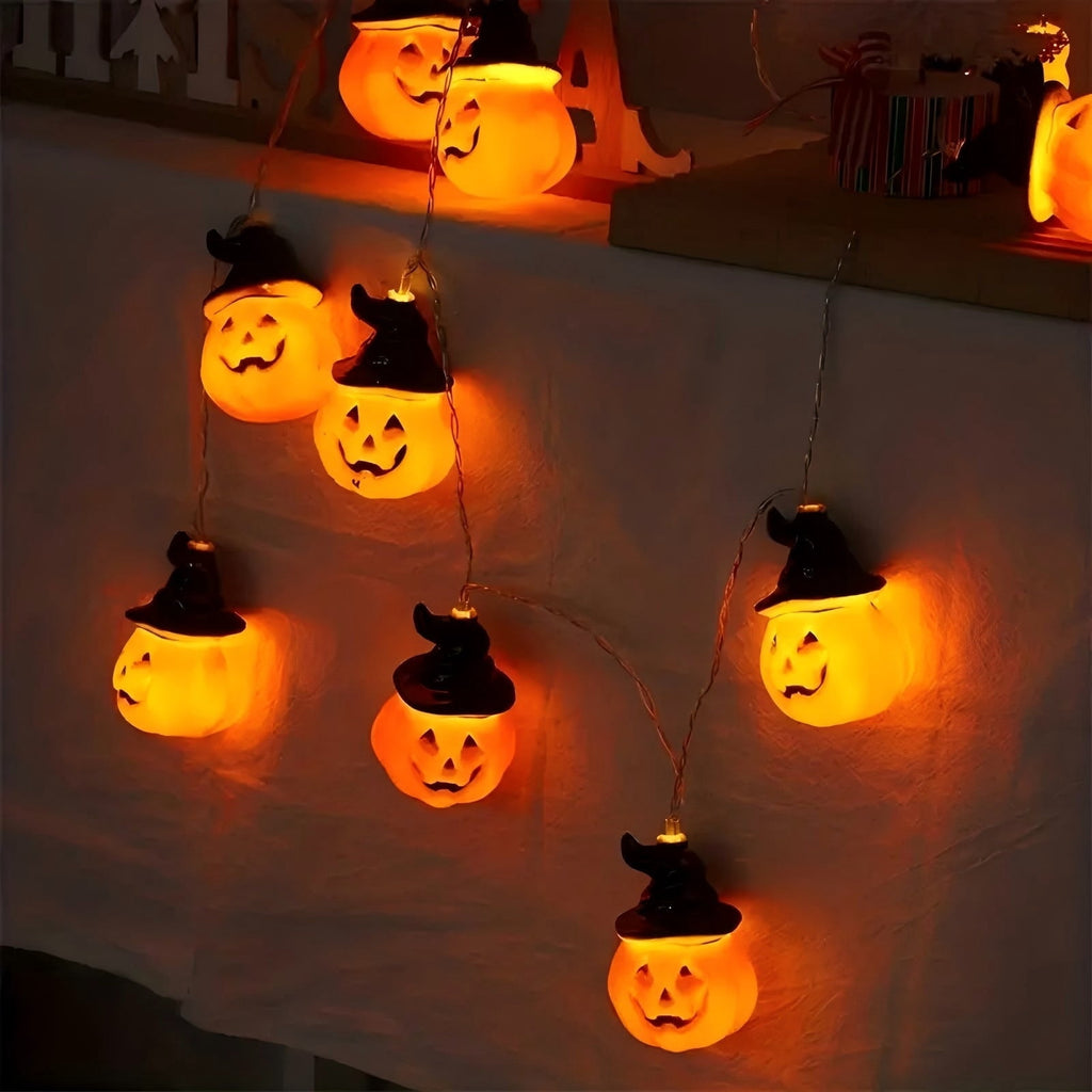 PMMIPNW Halloween LED Fairy String Lights 20LED - Spooky Pumpkin, Witch, Mummy & Cat, 8 Modes with Timer, Designs for Party Decor, Battery Operated Halloween Decorations