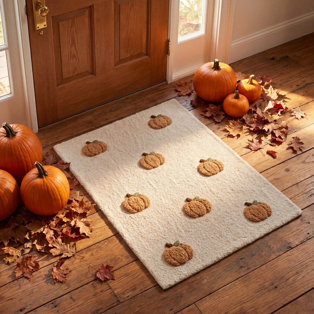OutmaxHome Halloween Theme Cute Ghost Print Doormat, 15.8x23.6 Inch Non-Slip Absorbent Mat, Easy to Clean, for Front Door, Porch, Farmhouse