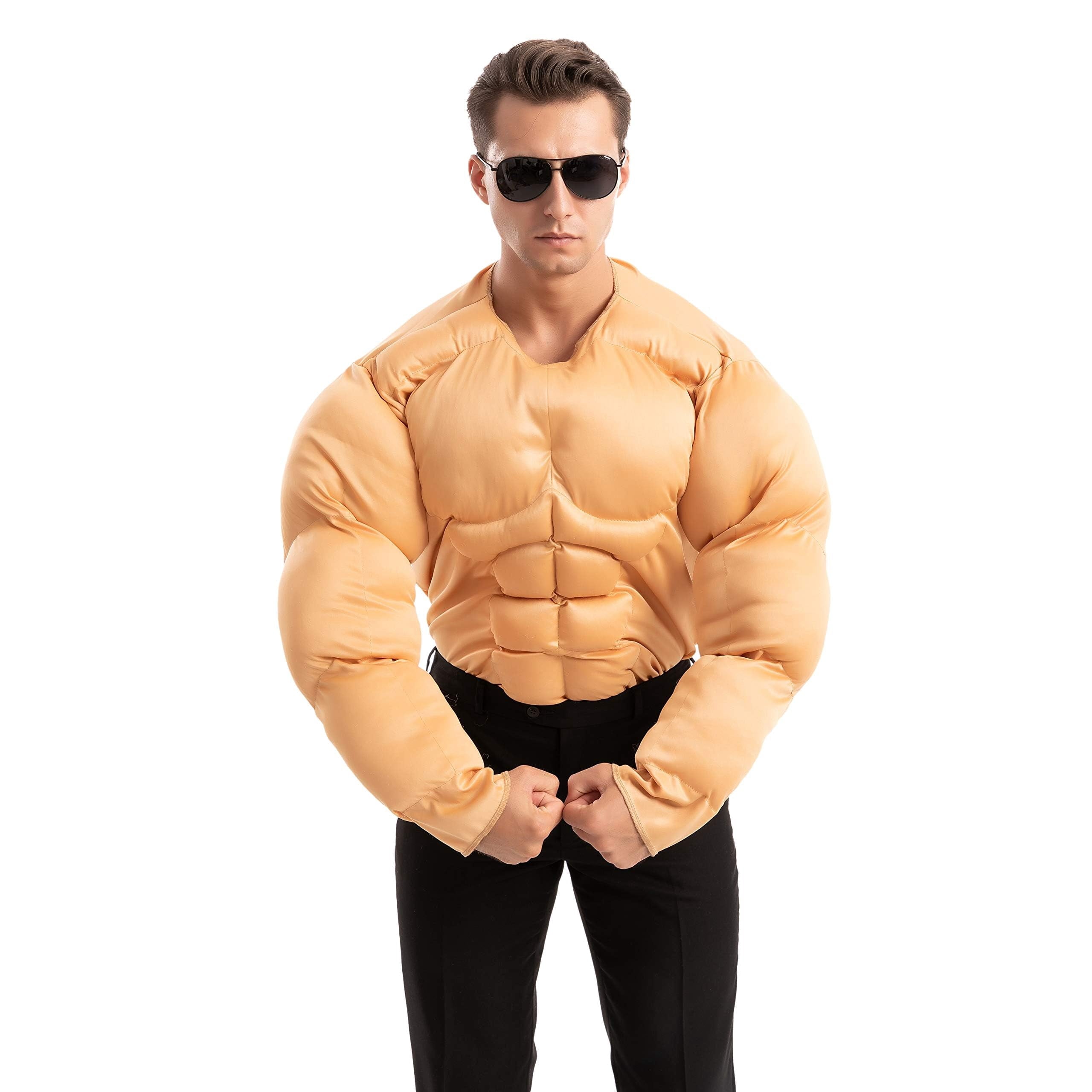 Joyfy Halloween Muscle Costume for Kids, Body Builder Costume Shirt Kids Boys Suit for Halloween Dress-up Party 5-14 Years
