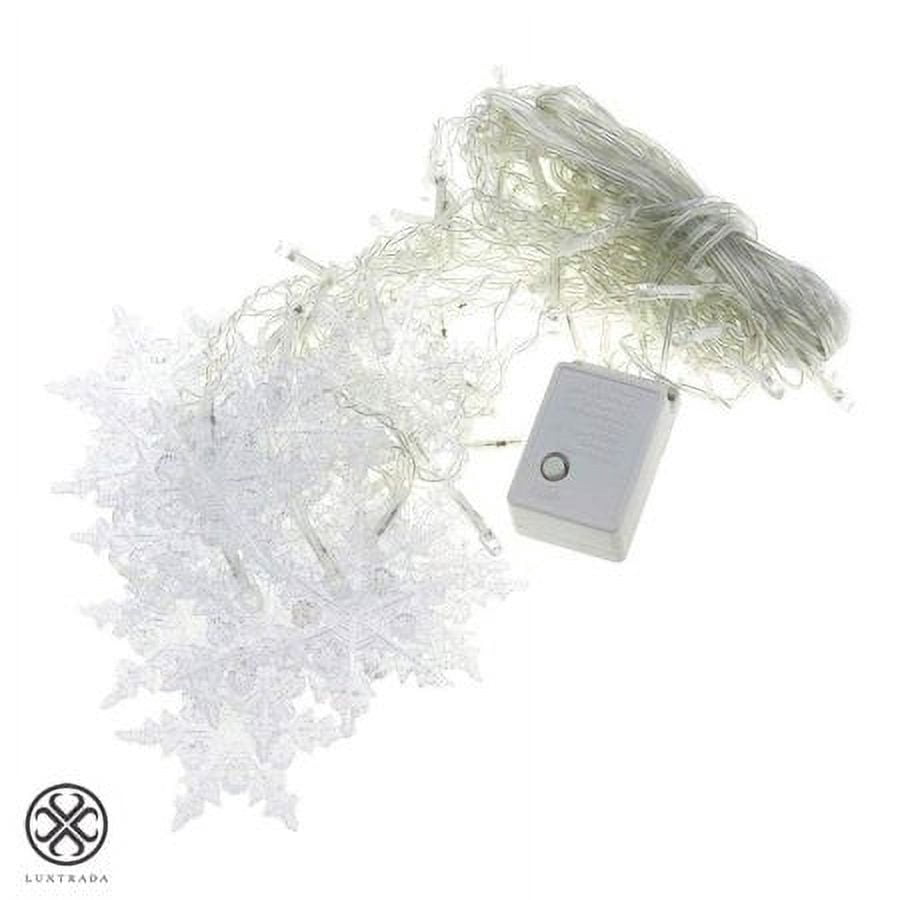 Morttic Christmas 96LEDs Snowflake Fairy String Curtain Window Light LED Starry Christmas String Lights for Holidays Wedding Party Decor (Warm Light)