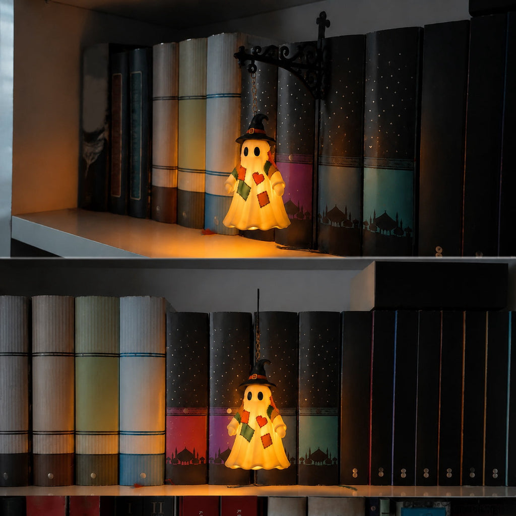 Nkmbld Halloween Bookshelf Lamp, Vintage Library Lantern Decorative Bookshelf Lighting, Hanging Ghost Lantern Book Shelf Light, Halloween Decorations Indoor