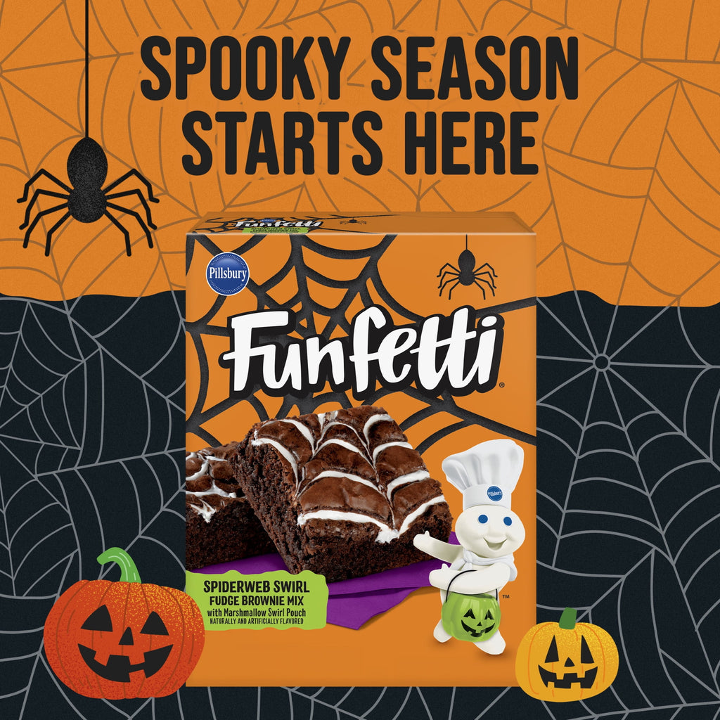 Pillsbury Funfetti Spiderweb Swirl Fudge Brownie Mix, 18.4 oz Box