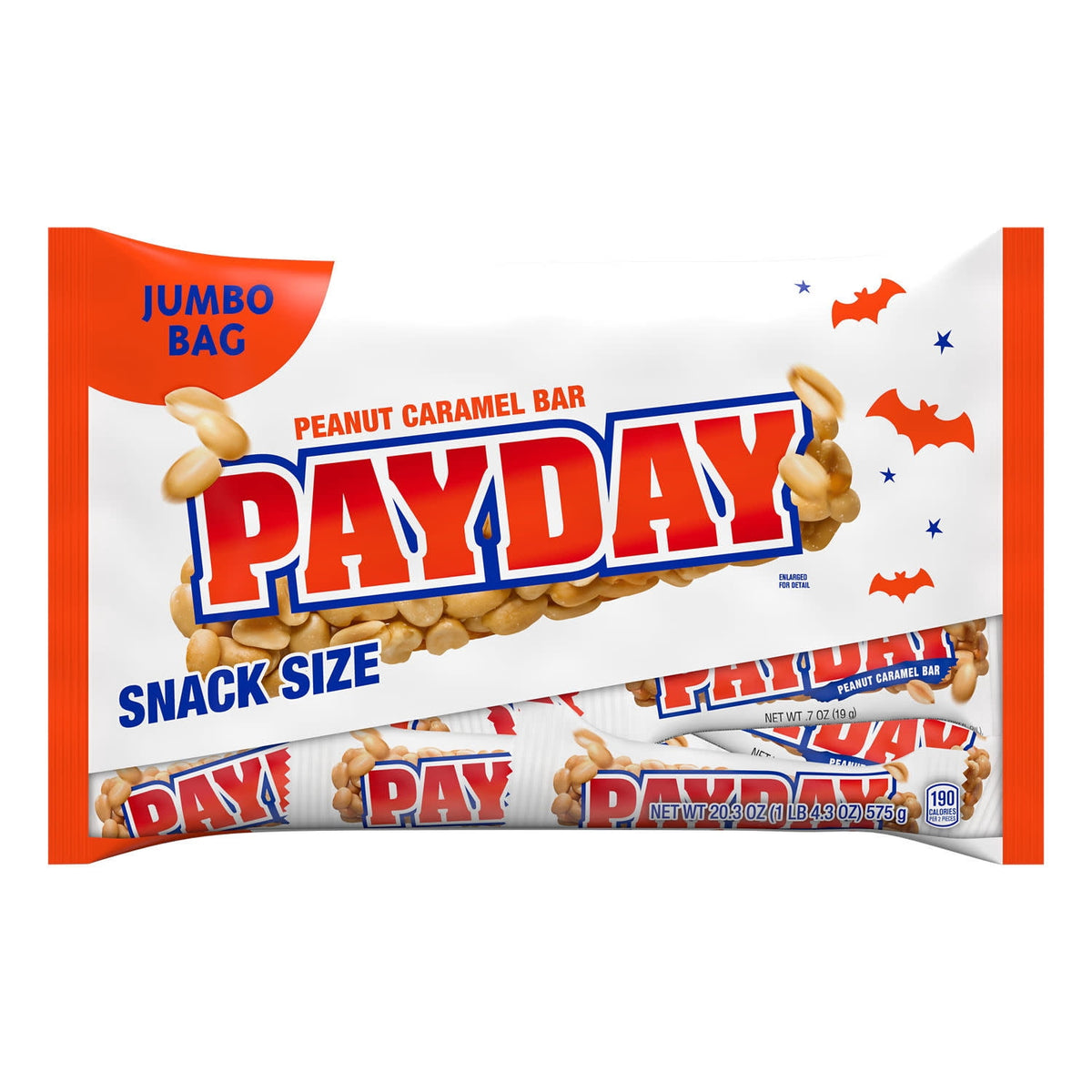 PayDay Peanut Caramel Snack Size, Halloween Candy Jumbo Bag, 20.3 oz