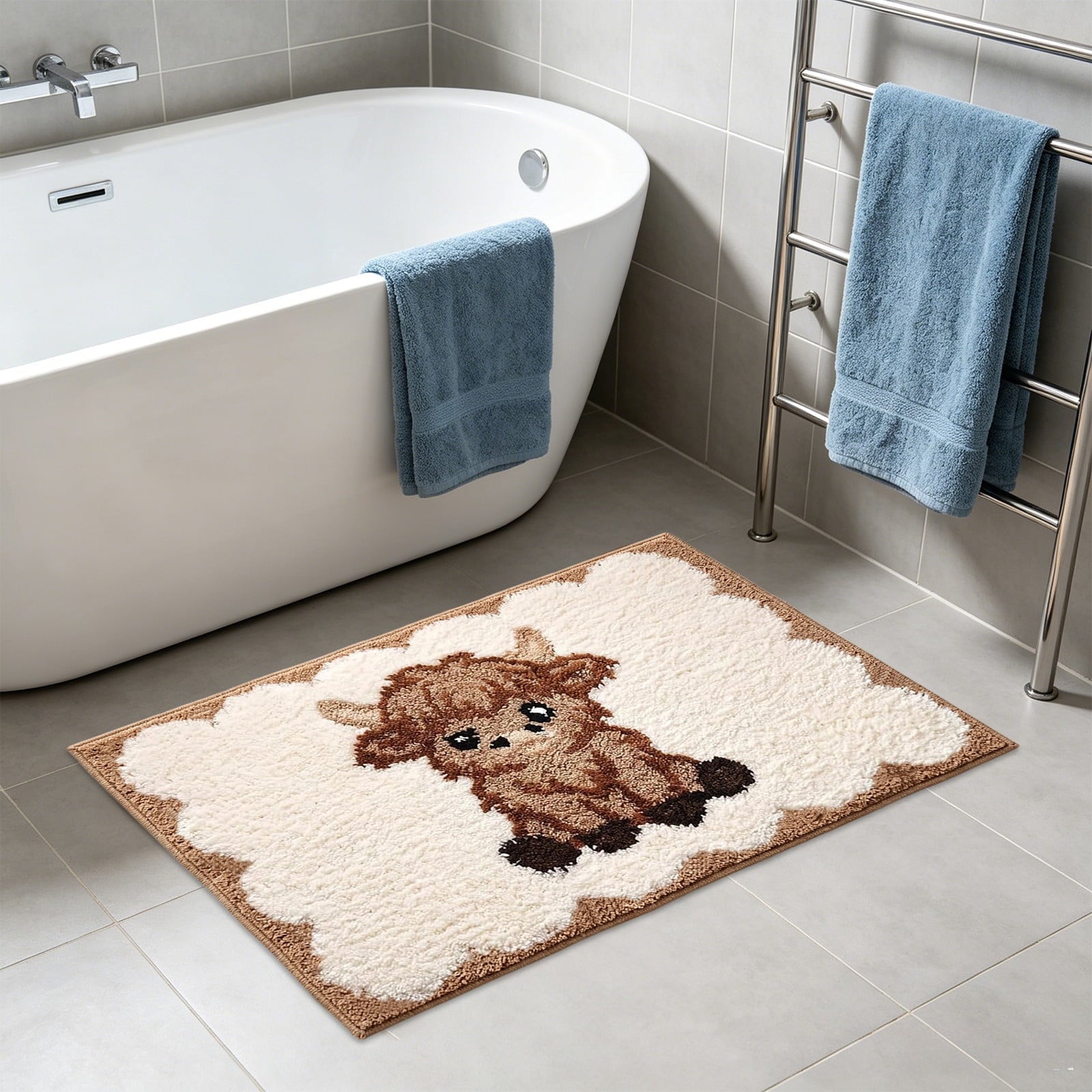 Sruoe Summer Carnival Printed Floor Mat, 15.74"x23.62", Water Absorbent Non Slip Doormat, Flannel Entryway Bathroom Kitchen Household Decor Rug