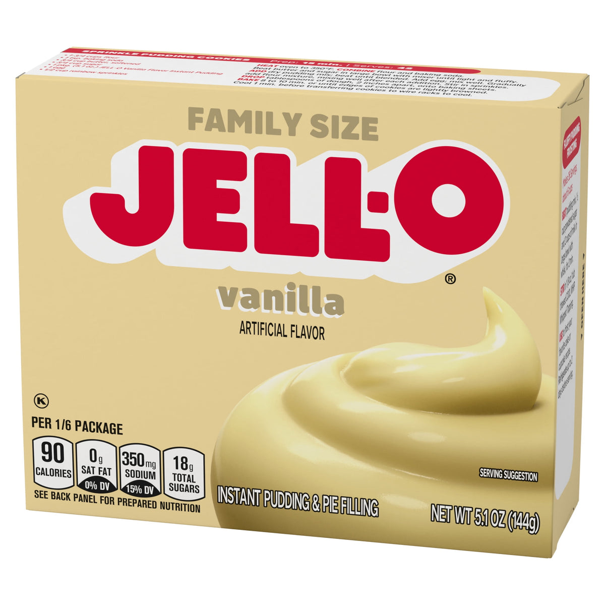 Jell-O Vanilla Artificially Flavored Instant Pudding & Pie Filling Mix, Family Size, 5.1 oz. Box