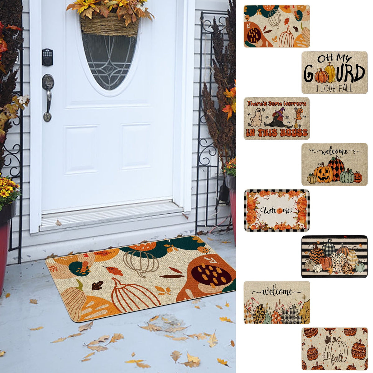 Stijggn Halloween Kitchen Rugs Halloween Mat Halloween Decorations Doormat, Welcome Mats for Front Door,Spooky Outdoor Mats for Front Door, Living Room, Bedroom, K-ids' Room