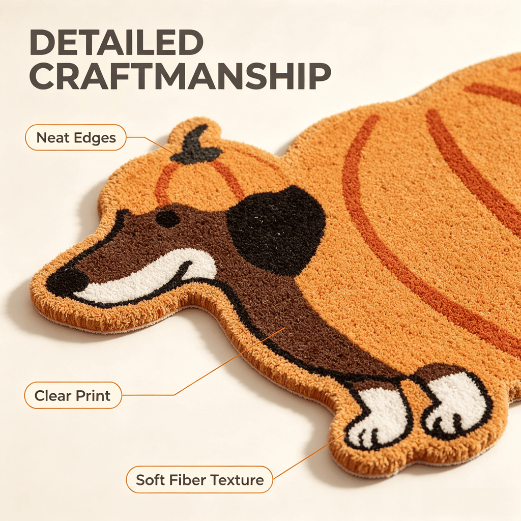 Halloween Dachshund Door Mat, 30"×18" Non-Slip Pumpkin Dachshund Floor Rug, Mat for Home Porch Fall Decor & Pet Lover Housewarming Gift