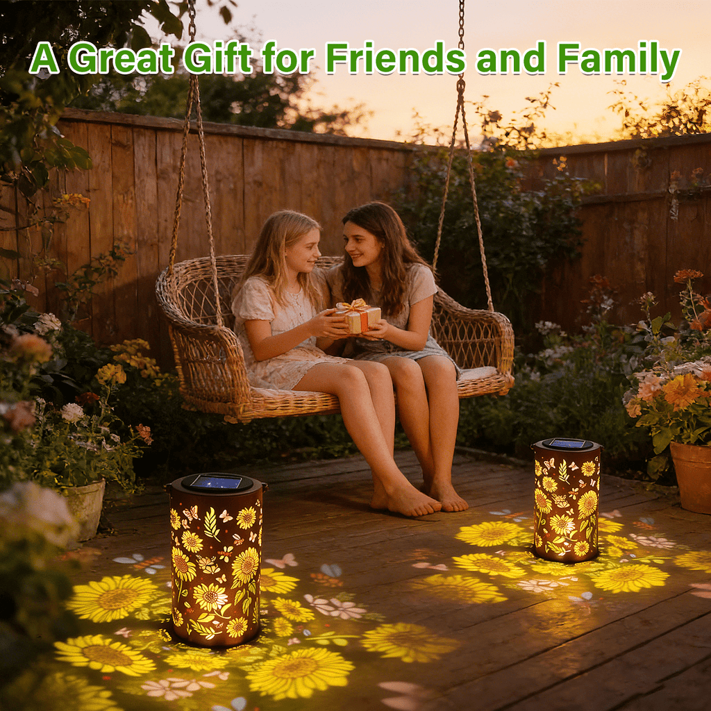 Colorful Solar Lanterns IP65 Outdoor Waterproof, Mother's Day Gifts for Women Mom Grandma - LED Colorful Sunflower Solar Lights Metal Hanging Lantern for Patio Yard Porch