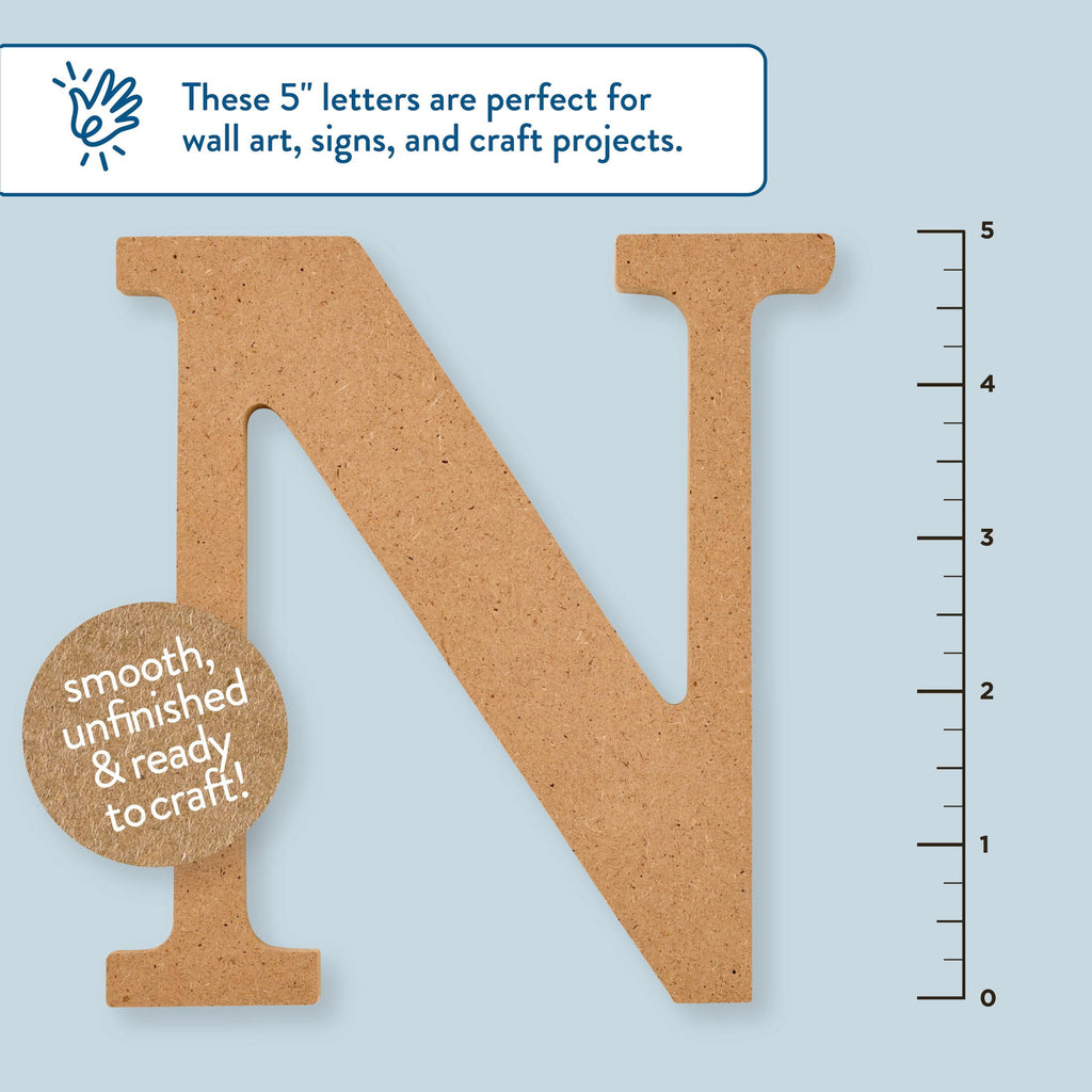 Plaid Unfinished Wood MDF 5" Letter for DIY Arts and Crafts, A