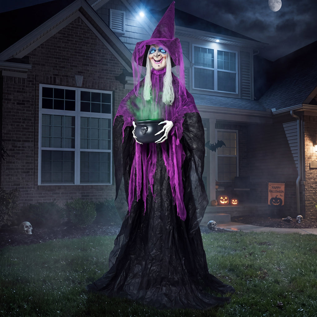 Joyfy 62"Halloween Standing Hunchback Witch with Light, Animatronics Large Halloween Decorations Outdoor, Radar Motion Activated with Creepy Sound & Eyes and Moving Head for Yard Garden Haunted Hous