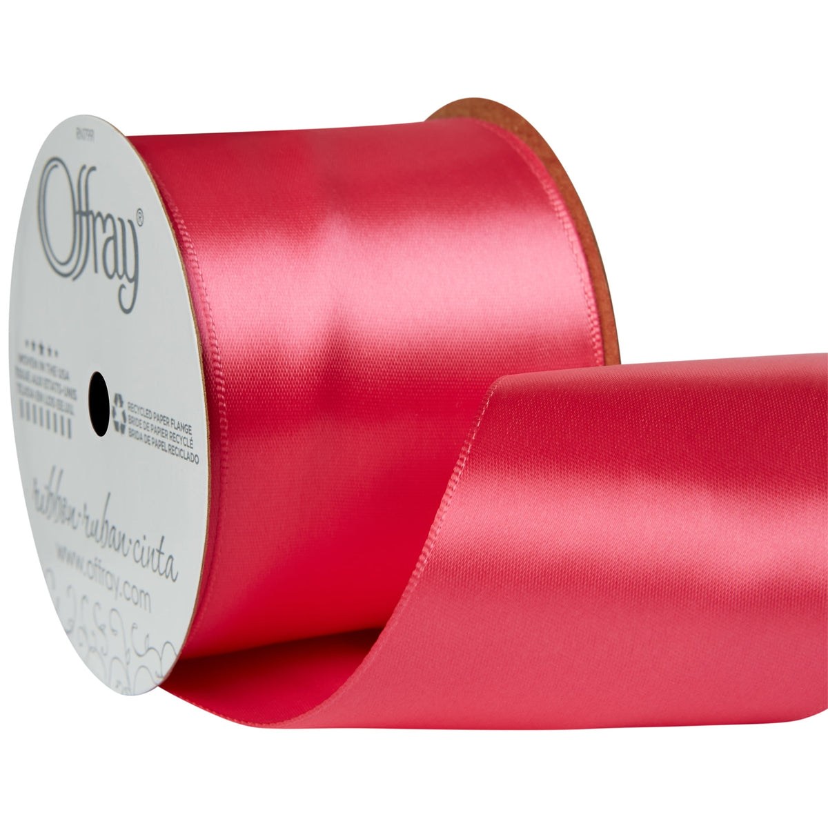 (2 pack) Offray Ribbon, Red 2 1/4 inch Single Face Satin Polyester Ribbon for Sewing, Crafts, and Gifting, 9 feet, 1 Each