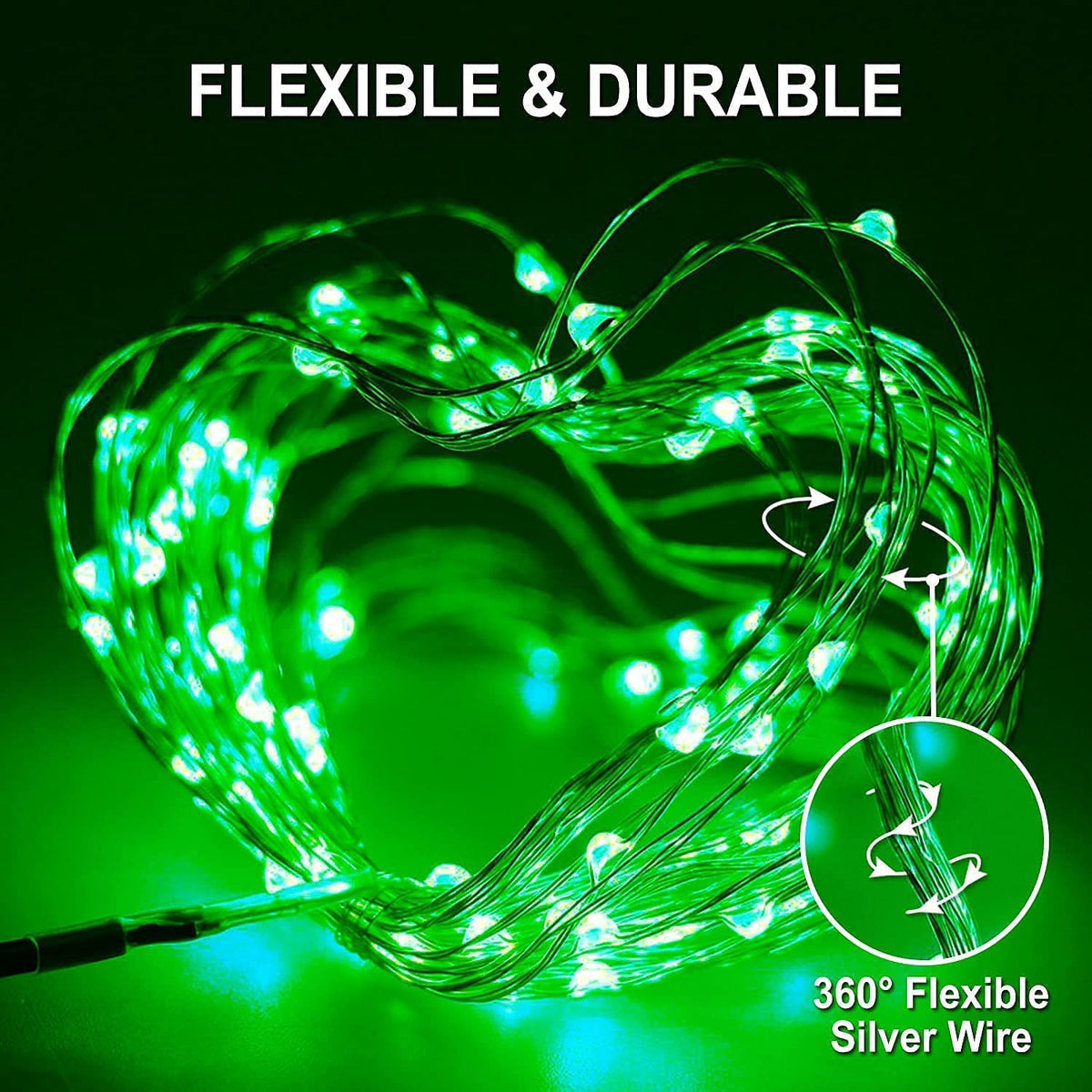 2 Pack Solar Fairy Lights Outdoor 33ft 100 LED Solar Powered Copper Wire Lights 8 Modes Waterproof for Garden Tree Patio Wedding Party Decor,Cool White