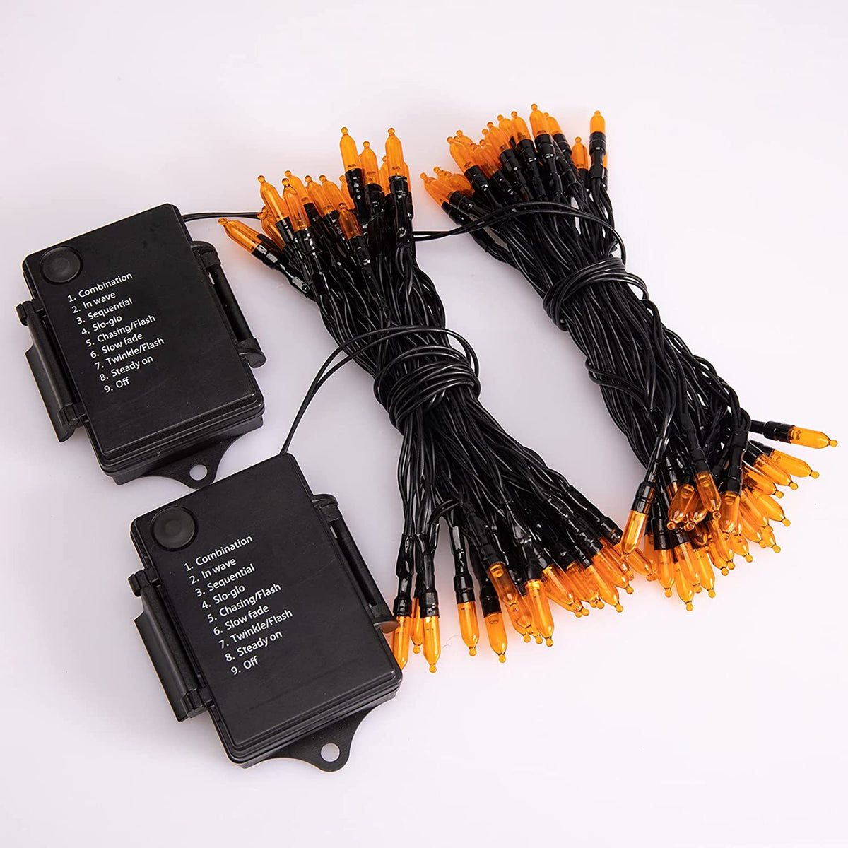 Morttic 2 Pack Orange String Lights 16.4Feet 50 LED Battery Operated Waterproof Mini Fairy Lights Show with 8 Modes for Outdoor Indoor Patio Xmas Tree Birthday Party Holiday Christmas Decorations