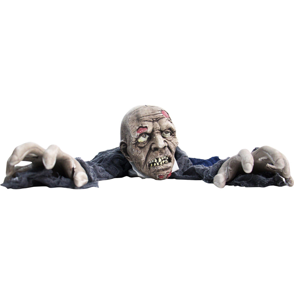 Haunted Hill Farm 5.1 ft Animatronic Zombie, Indoor/Outdoor Halloween Decoration, Flashing Red Eyes, HHGBZOMB-2LSA