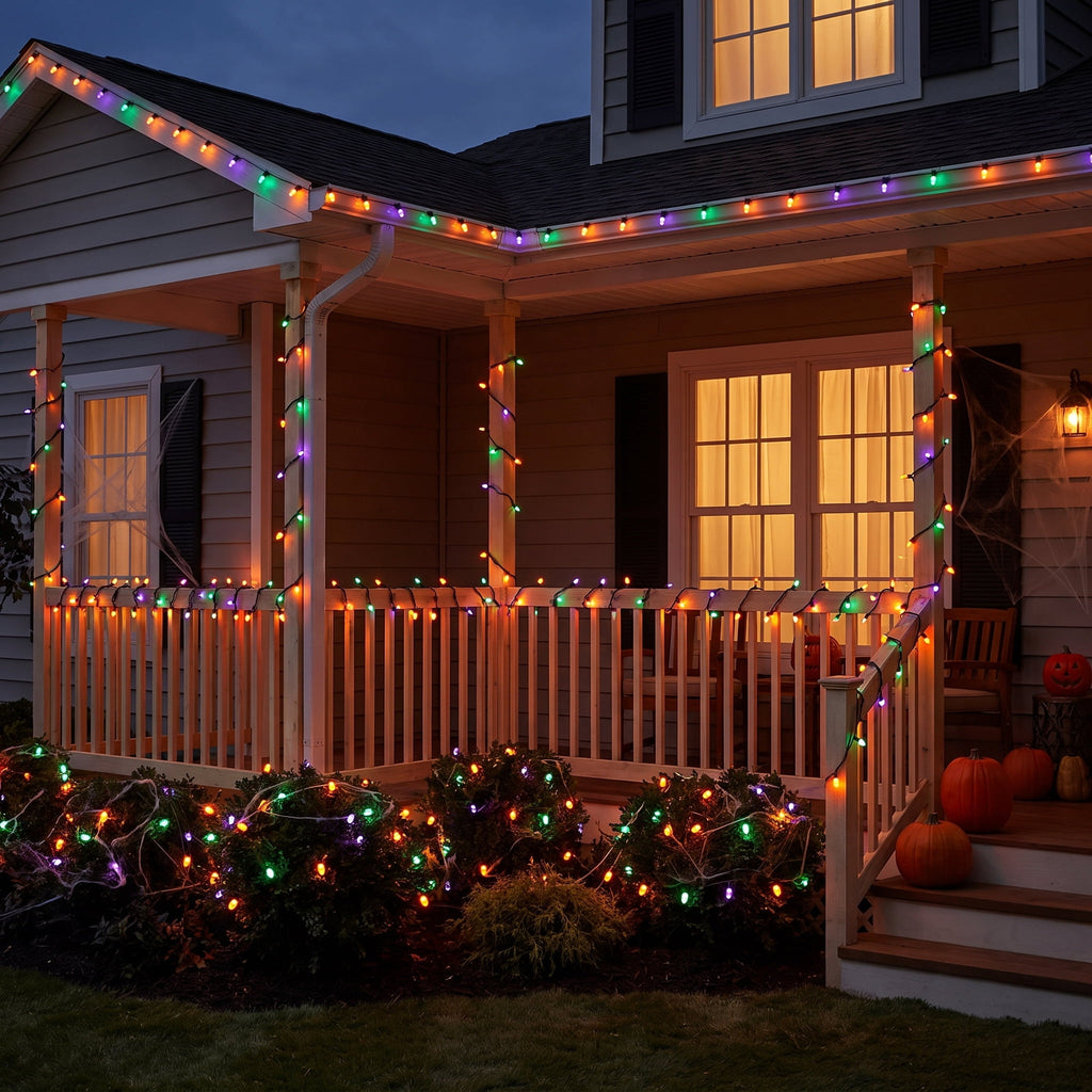 Indoor/Outdoor 100-Count LED Color Sync Dome String Lights, Purple and Orange, 19.5', Halloween by Way To Celebrate