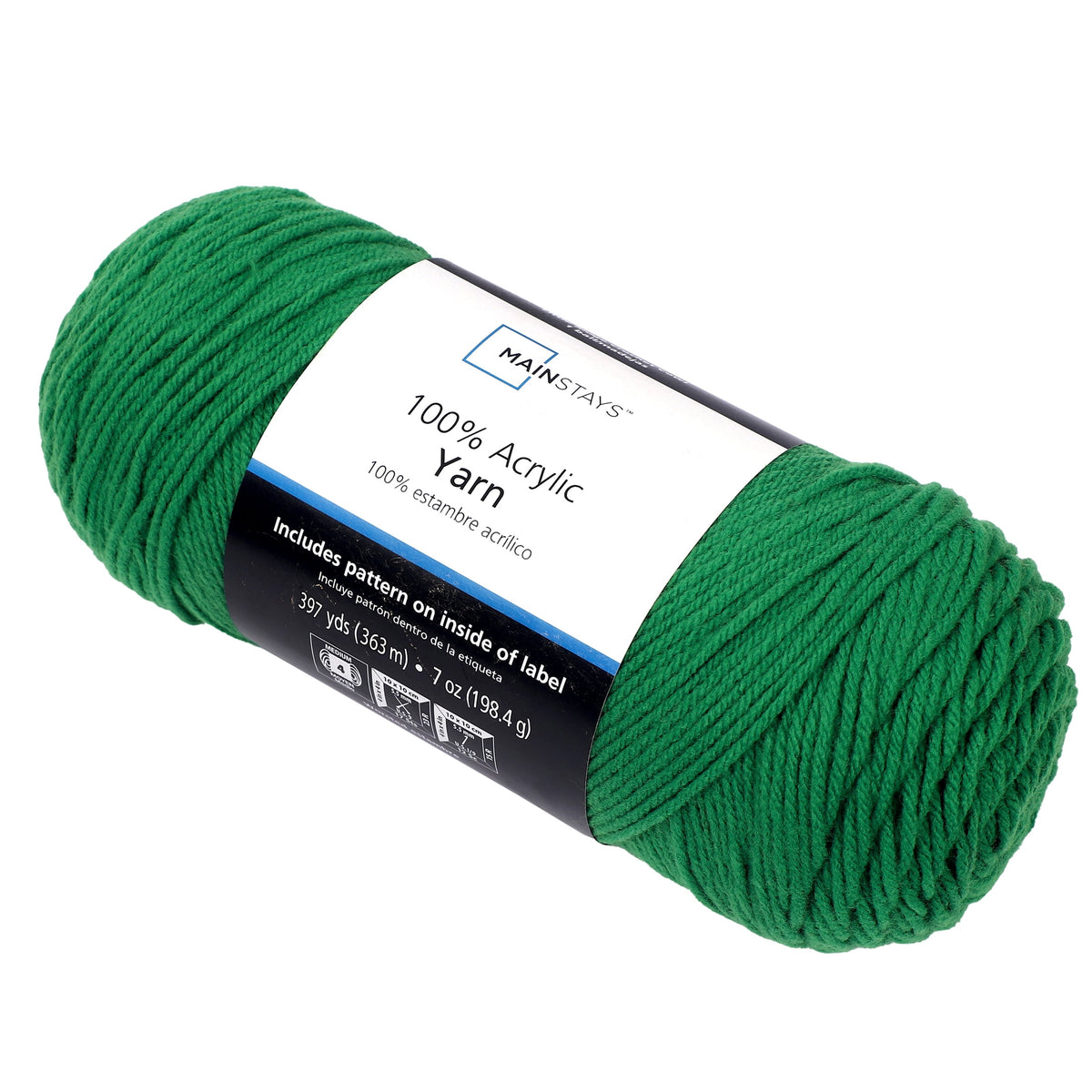 Mainstays Medium 4 Acrylic Yarn, White, 7 oz, 397 Yards