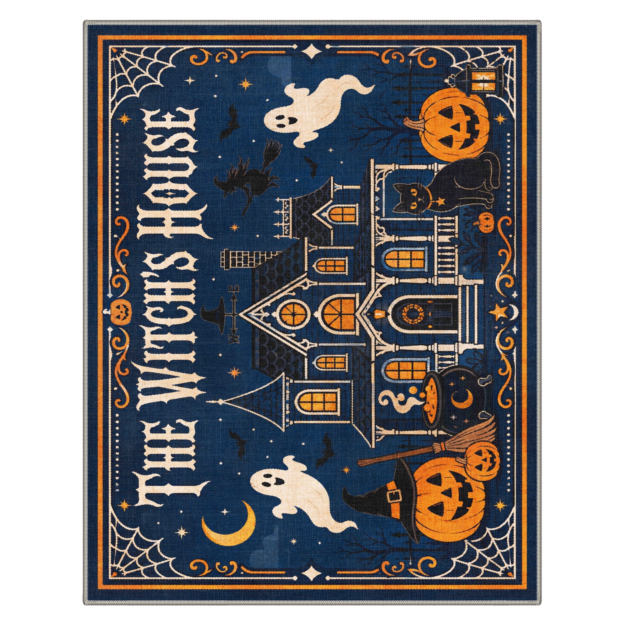 GENIMO 2'x3' Halloween Doormat, Washable Non Slip Soft Whimsical Cat Outdoor Door Mat for Front Door Covered Porch Patio Entryway, Vintage Black