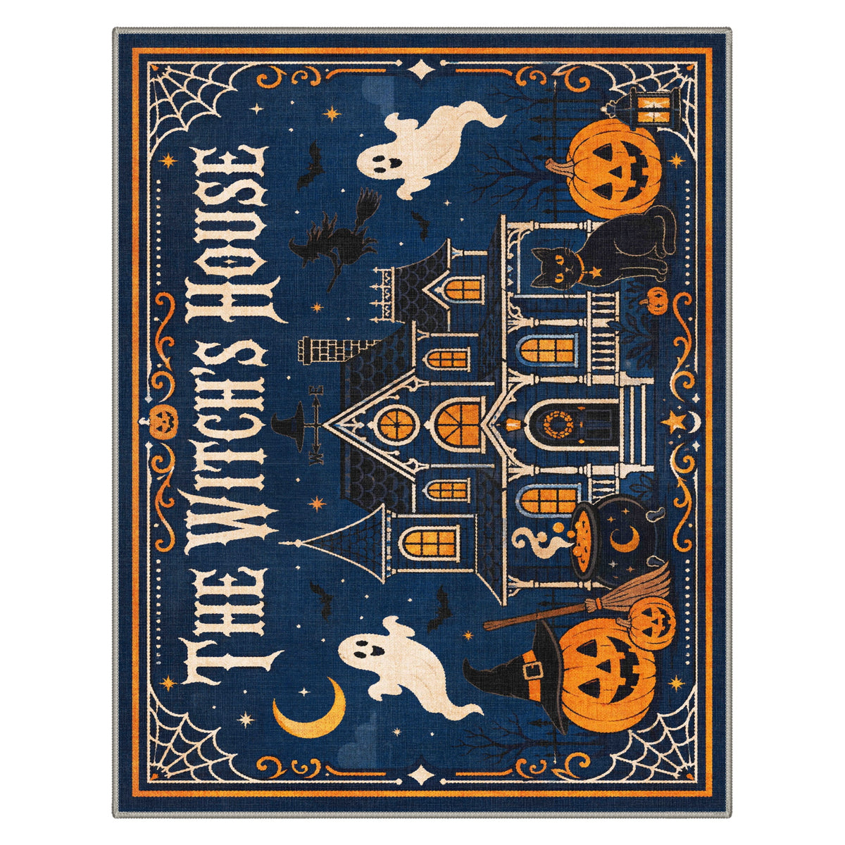 GENIMO 2'x7' Halloween Runner Rug, Washable Non Slip Soft Whimsical Skeleton Indoor Outdoor Hallway Runner for Porch Patio Kitchen Entryway, Charcoal Black