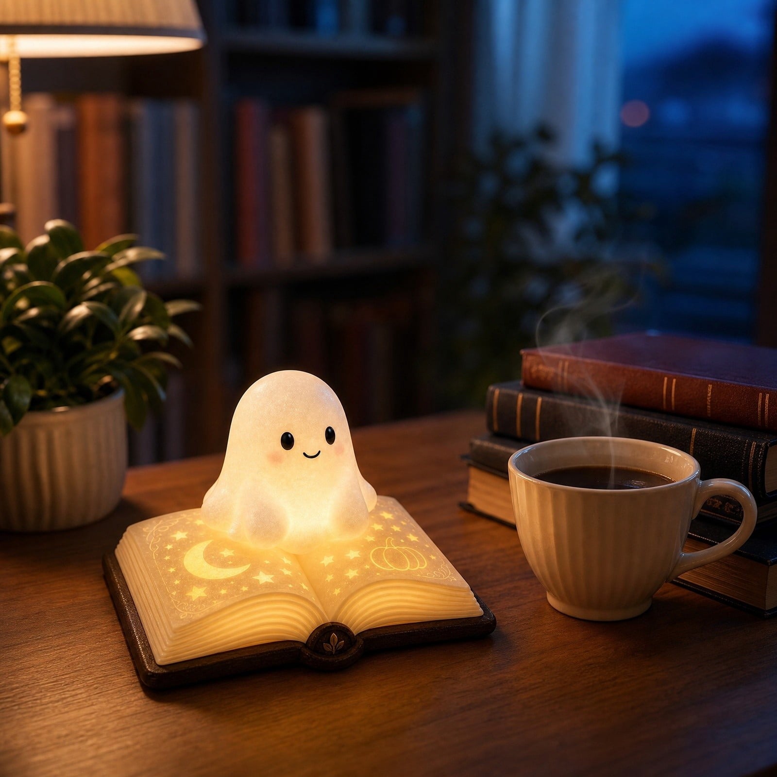 Clearance Halloween Decor-Halloween Decorations Indoor-Light up Ghost in Glass Like-Cute Ghost with Light for Home Kitchen Mantel Tabletop Party Decor and Holiday Decorations Best Halloween Gifts