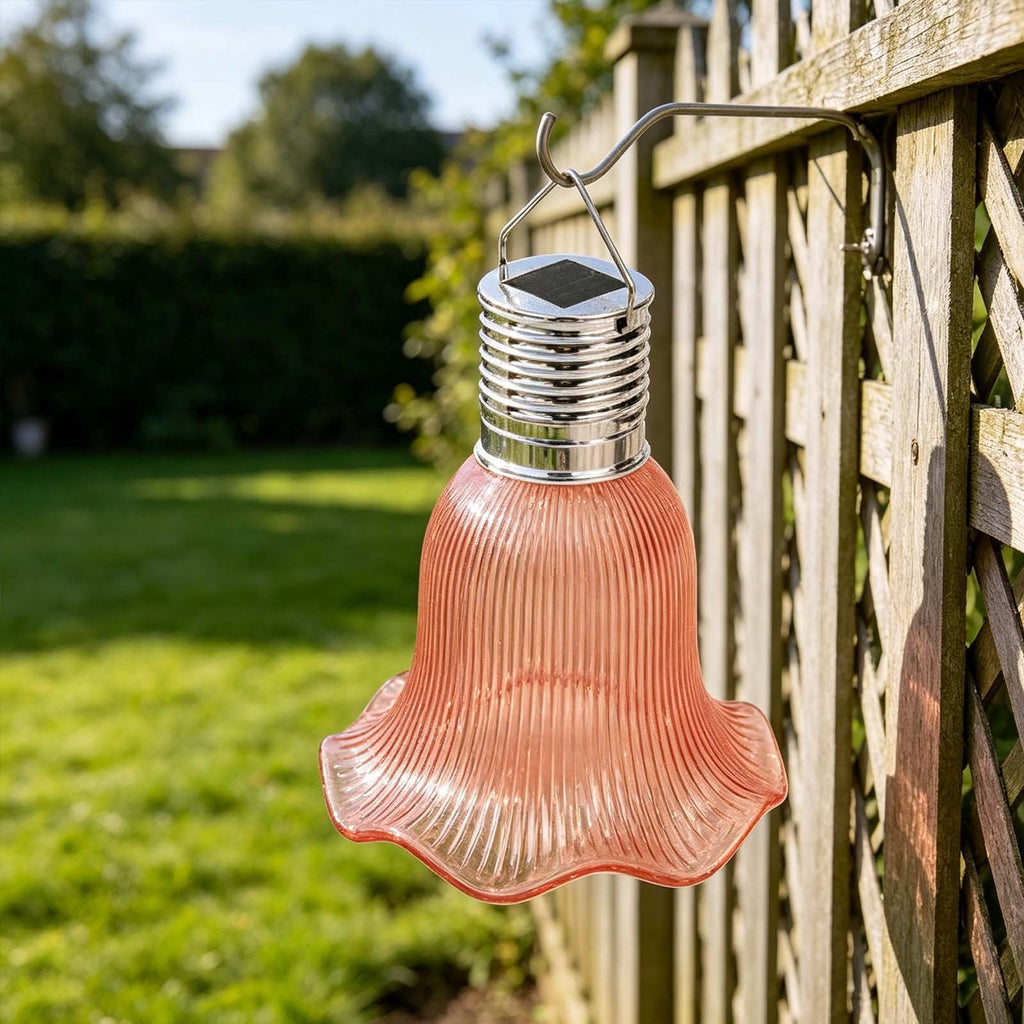 Dyegold Solar Hanging Lantern with Flower Style Lampshade Waterproof LED Decorative Light for Garden Patio Backyard Pergola Camping Outdoor Warm Glow