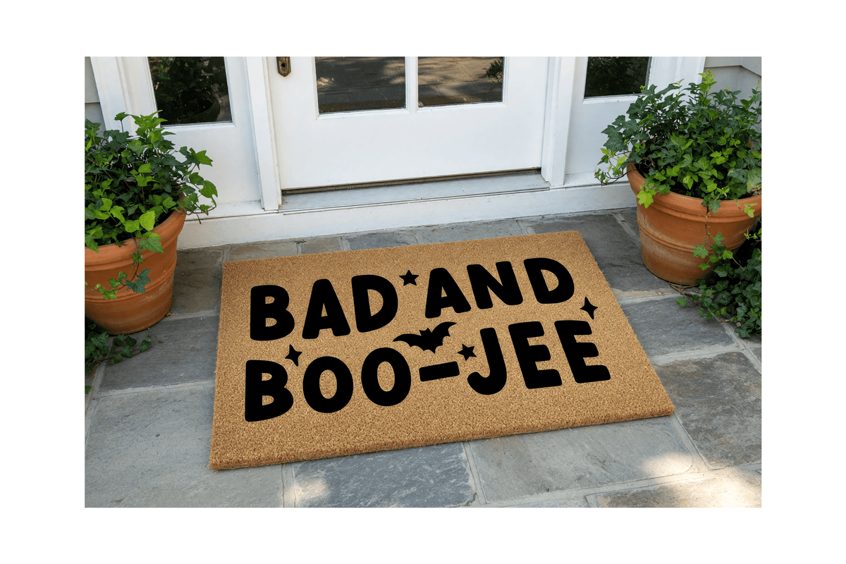 Bad and Boo-Jee Halloween Door Mat | Funny Boojee Doormat | Bougie Welcome Door Mat | Fall Autumn Decor Gift | Home Doormat | Custom Doormat