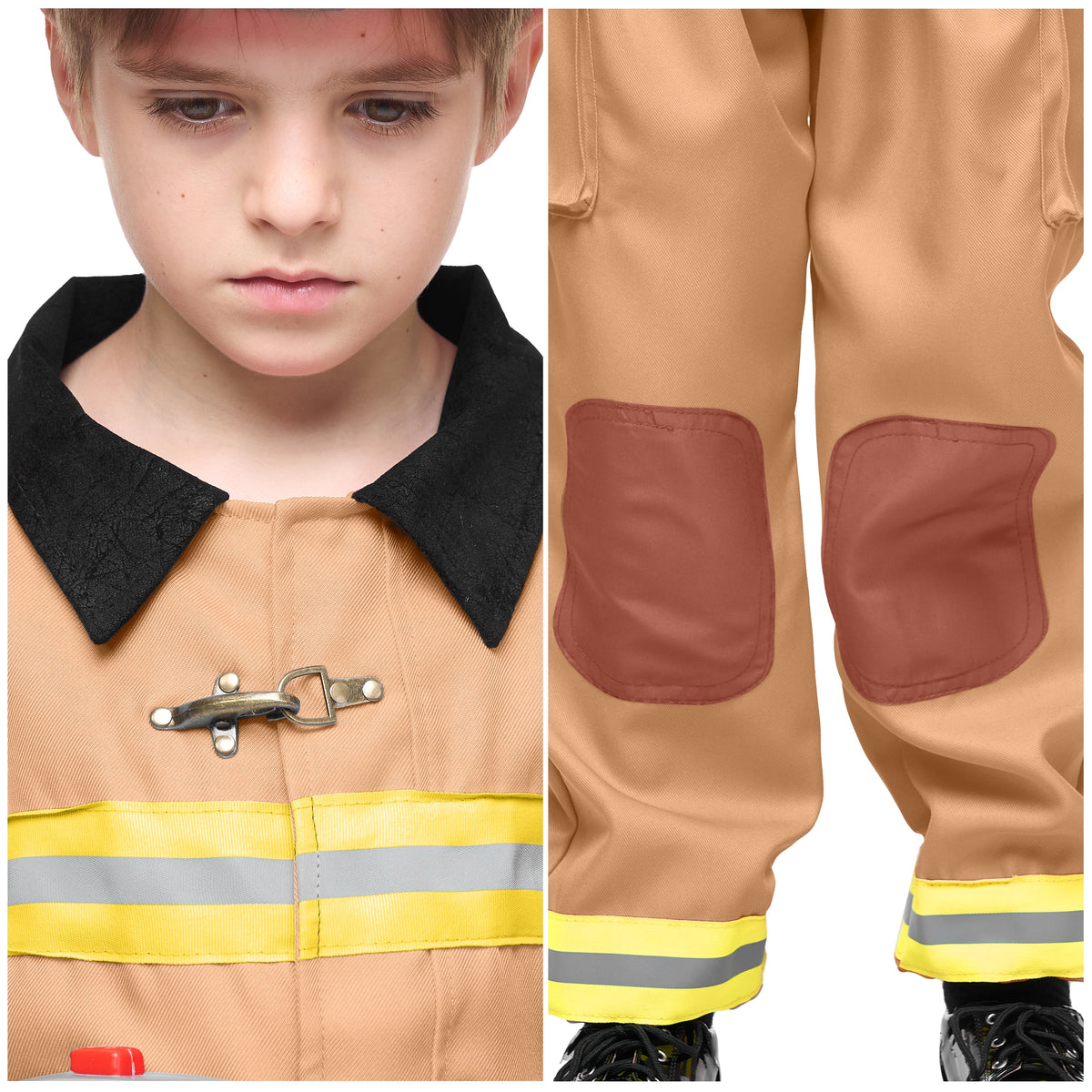 Joyfy Halloween Kids Fireman Costume, Firefighter Costume for Boys Toddler Halloween Party Dress Up 3-7 Years