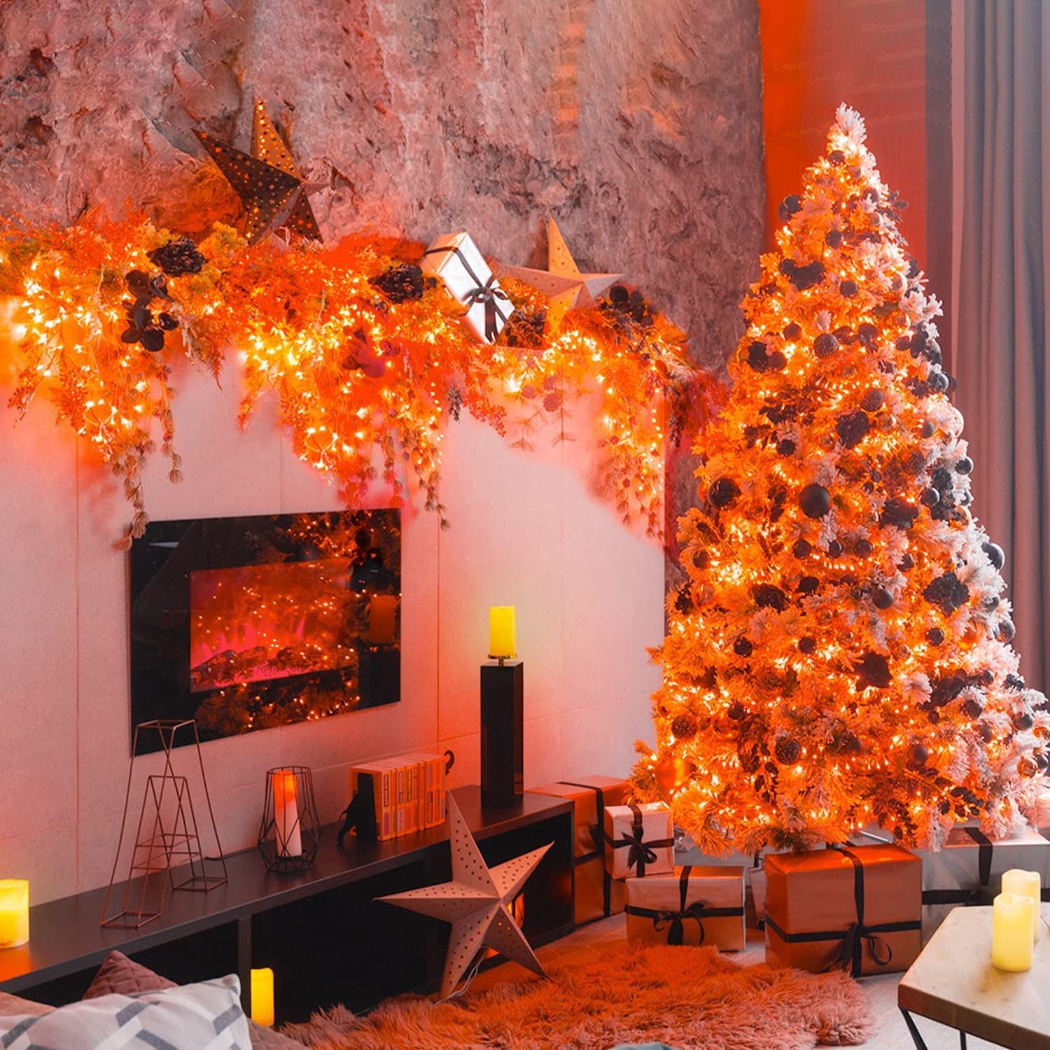 JMEXSUSS 200 LED Christmas Lights Indoor Outdoor, Connectable Warm White Christmas Tree Lights Clear Wire, 66 Ft Twinkle Fairy String Lights Plug in for Bedroom Wedding Christmas Tree Decorations