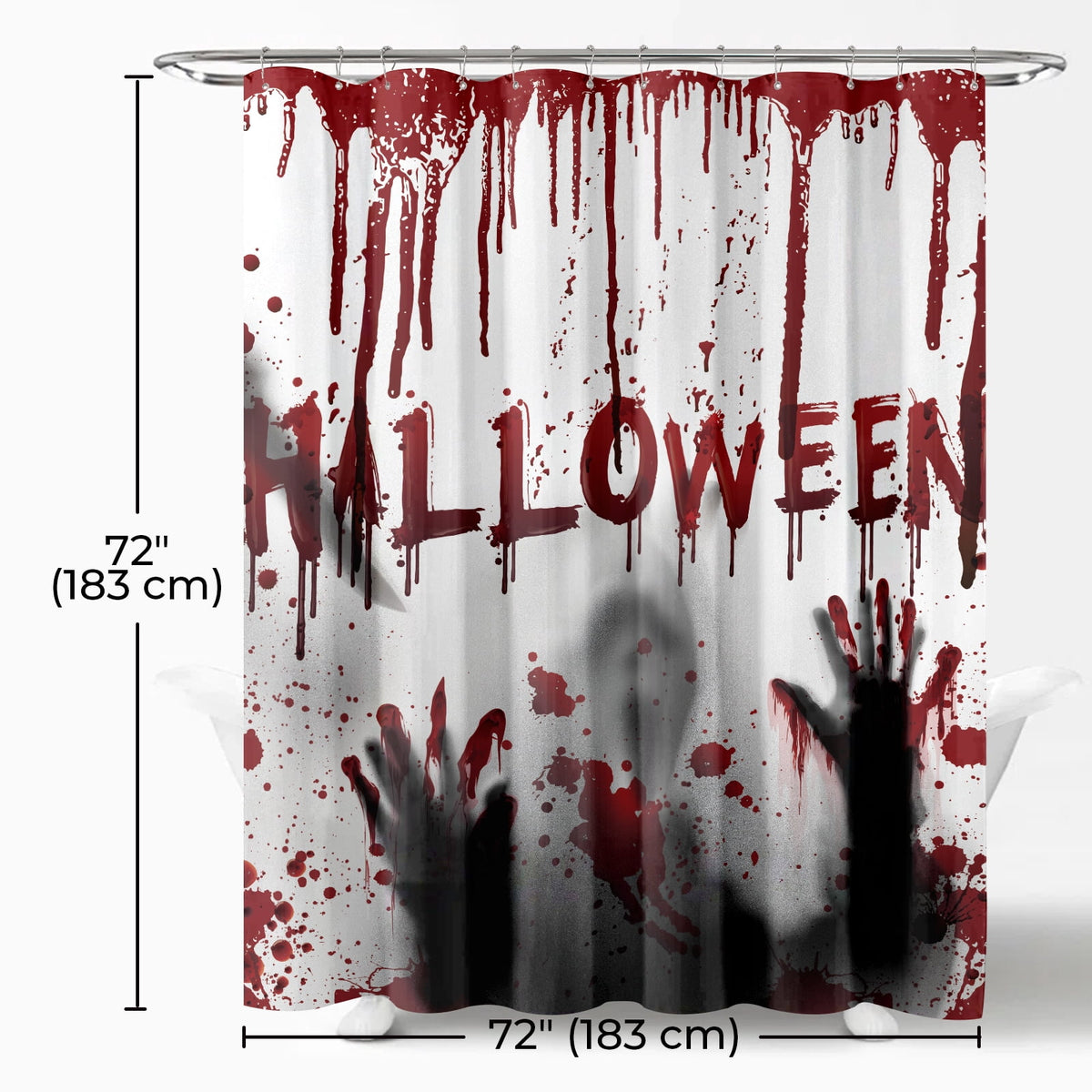 Seasonwood Halloween Shower Curtain,Spooky Halloween Black Cat Shower Curtain,Waterproof Halloween Bathroom Decor with 12 hooks,72"x72"