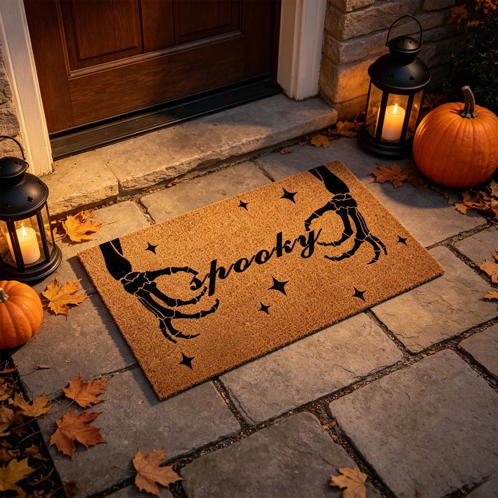 Halloween Ghost Door Mat, Cute Welcome Mat for Front Door Porch Entryway Haunted Outdoor Decor Spooky Decorative Entrance Doormat Non Slip Halloween Rug, 16" x 24"