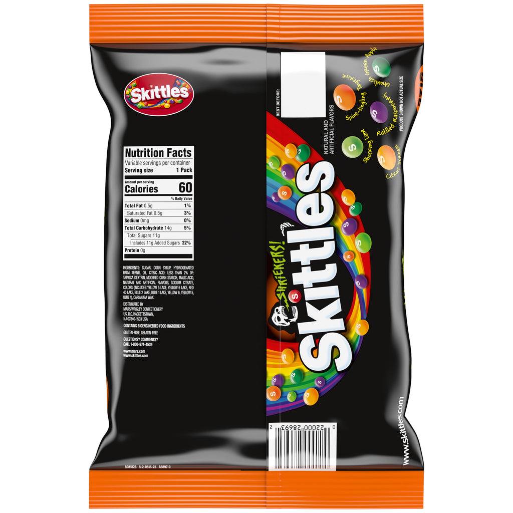Skittles Shriekers Sour Halloween Chewy Candy Fun Size Bag - 10.72 oz