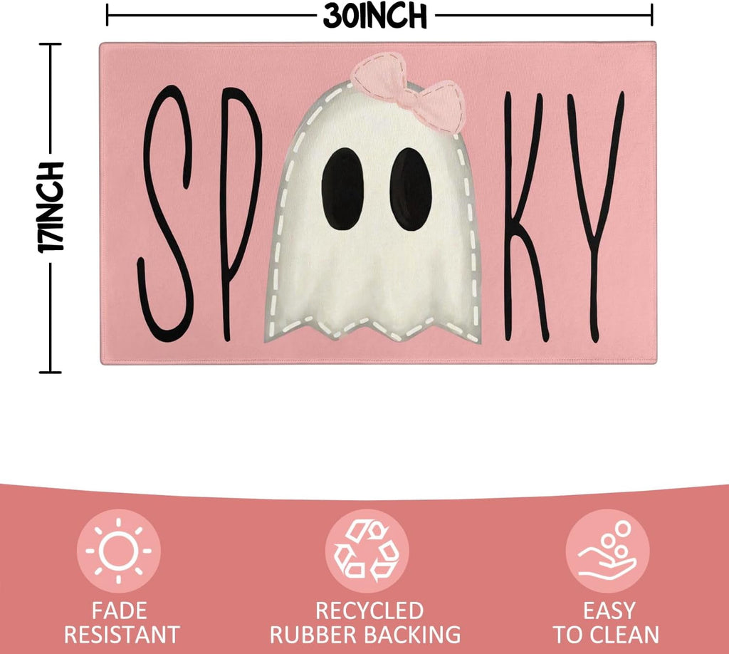 Halloween Door Mat,Goth Occult Spooky Creepy Witch Skull Bats Outdoor Mats for Front Door,Halloween Indoor Entrance Non-Slip Doormat Entryway Welcome Rubber Mats for Porch Decor 30" x 17"
