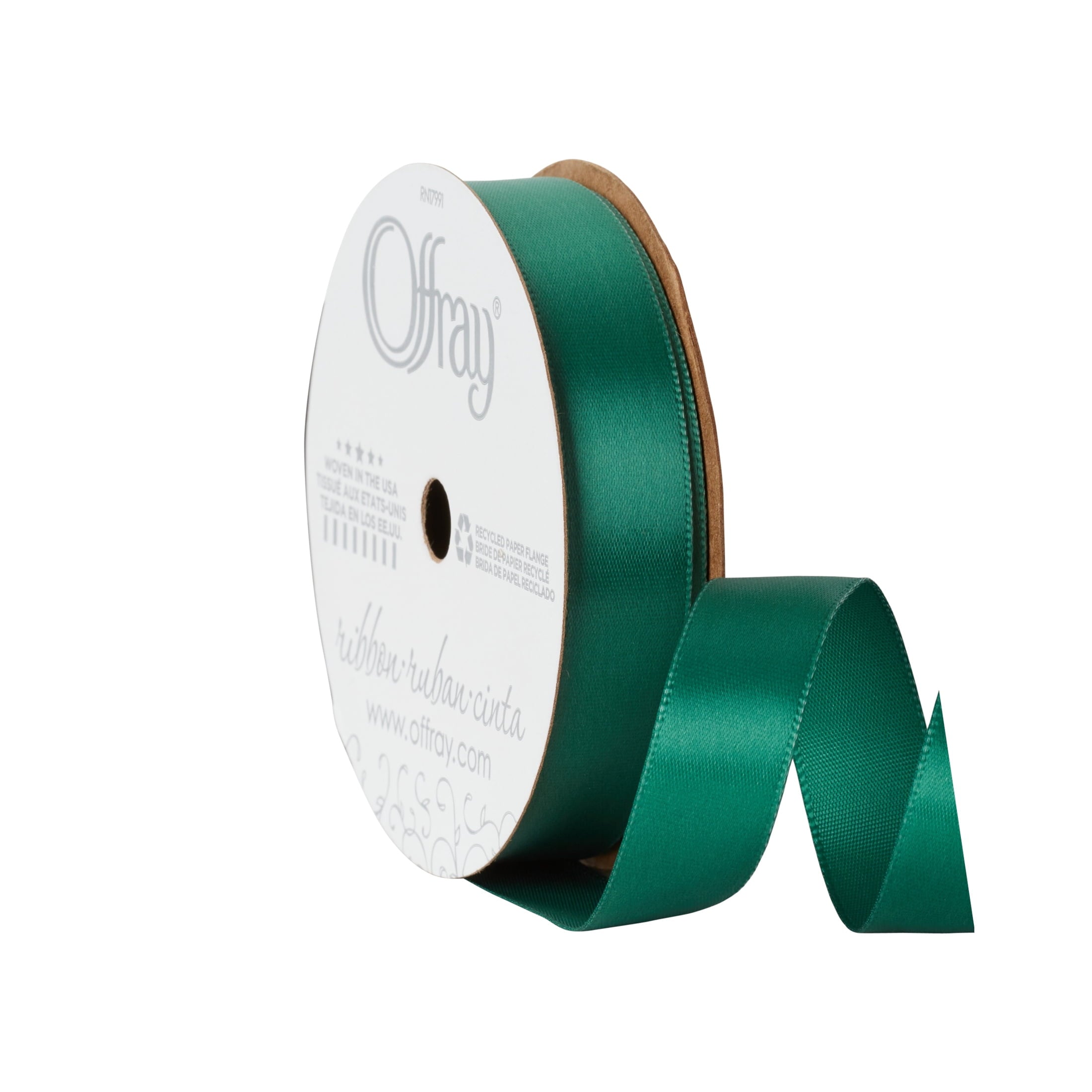 (3 pack) Offray Ribbon, Forest Green 5/8 inch Single Face Satin Polyester Ribbon, 18 feet