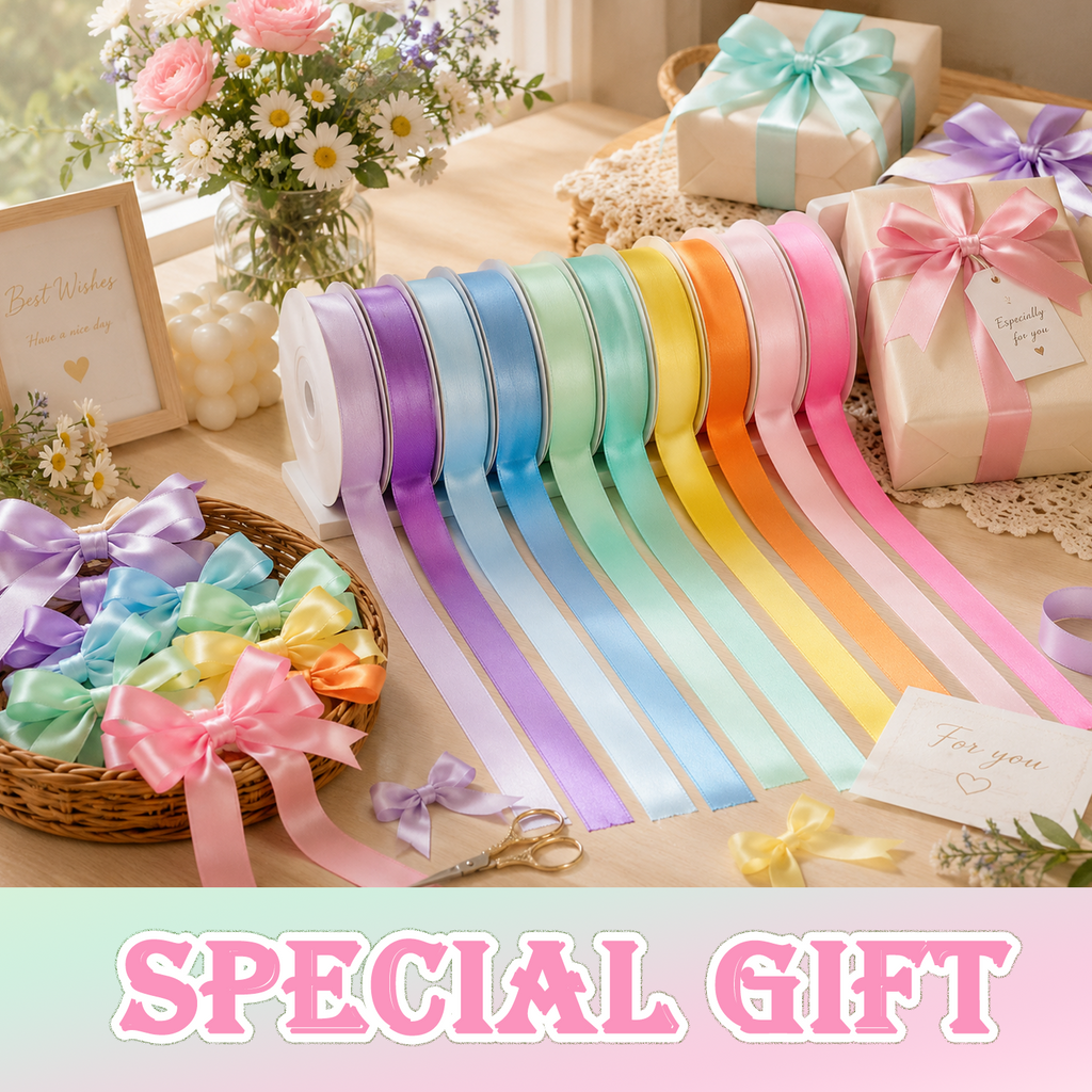 Yarniss Satin Ribbon Roll, 3/8 Inch, Double Faced Polyester, 20 Rolls, 100 Yards, for Crafts & Gift Wrapping
