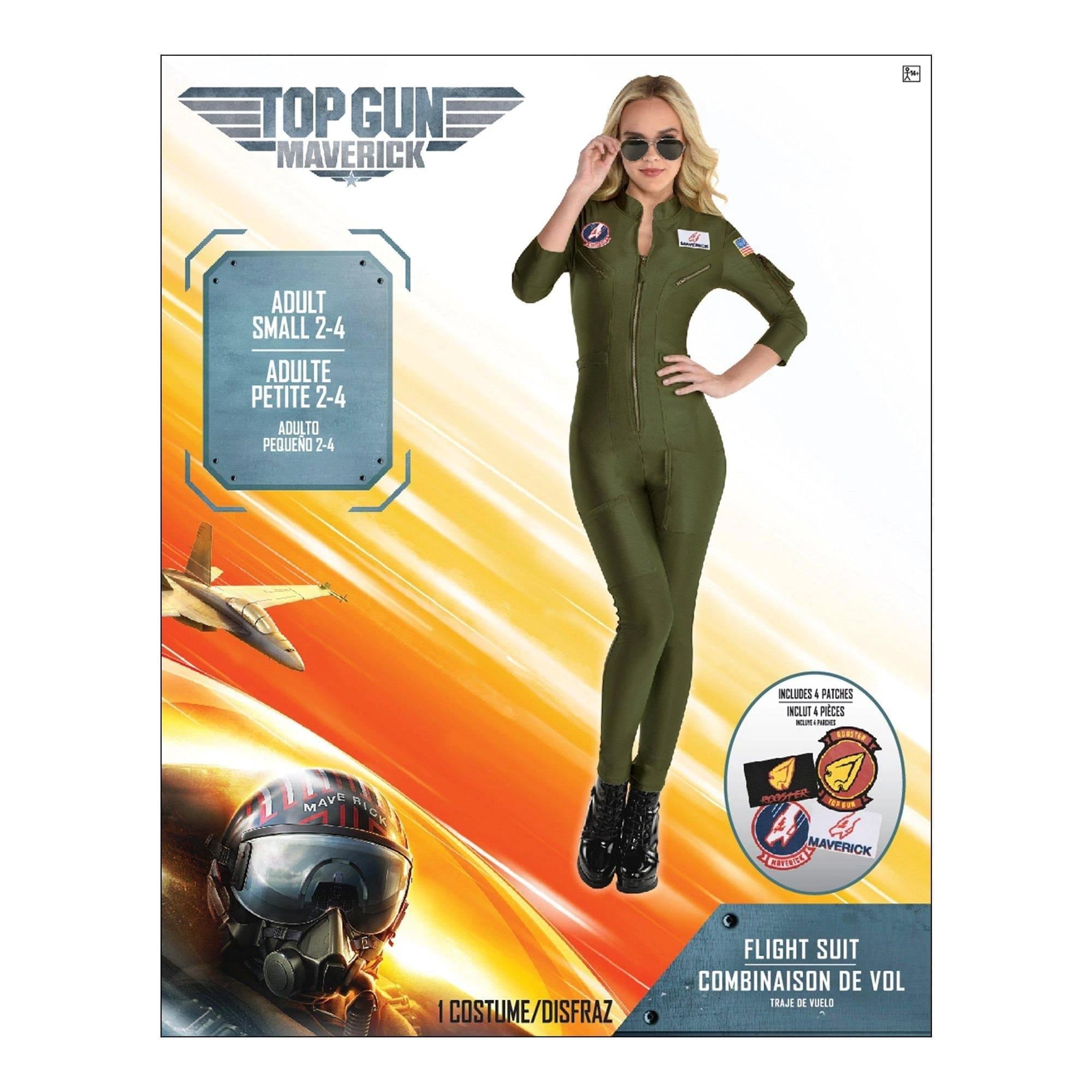 Party City Top Gun: Maverick Flight Costume for Women, Halloween, Olive Green, Medium (6-8), Catsuit with Zipper