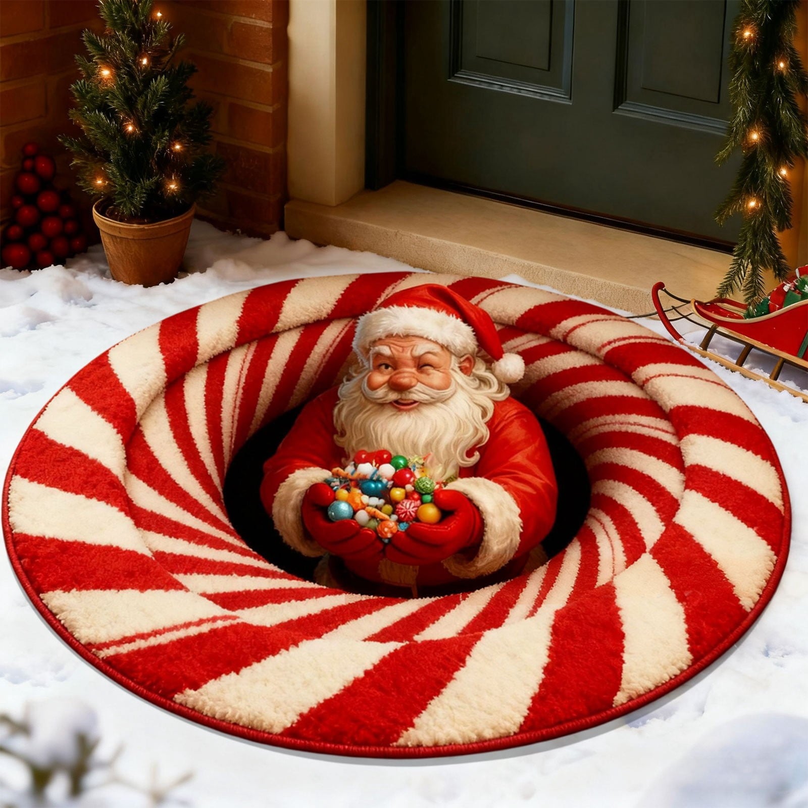 Tupukom Gifts Under 5 Dollars Christmas Doormat With Non Slip Indoor Christmas Welcome Mat with Absorbent & Dirt-Trapping, Outdoor Christmas Tree Door Mat Front Porch Decor 16" x 24" Inch
