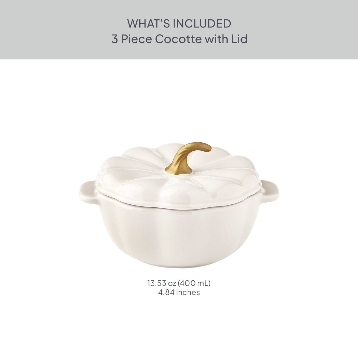 The Pioneer Woman 0.5 Qt Pumpkin Stoneware Mini Cocottes Set with Side Handles, Linen Finish, Set of 3