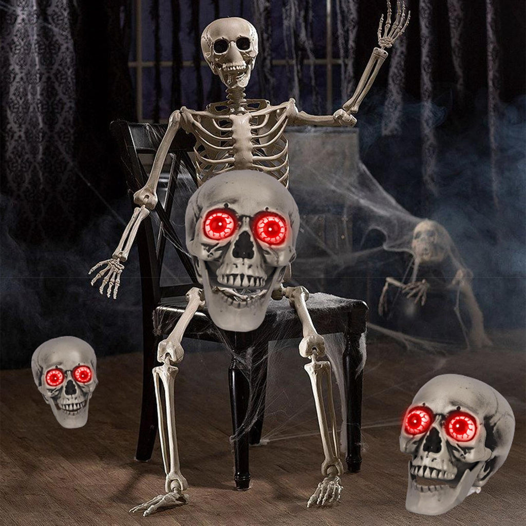 HOARBOEG Glowing Talking Skull Halloween Prop - Realistic Moving Horror Decoration with Sound & Voice Control, Scary Animated Skull for Haunted Houses, Parties, Prank