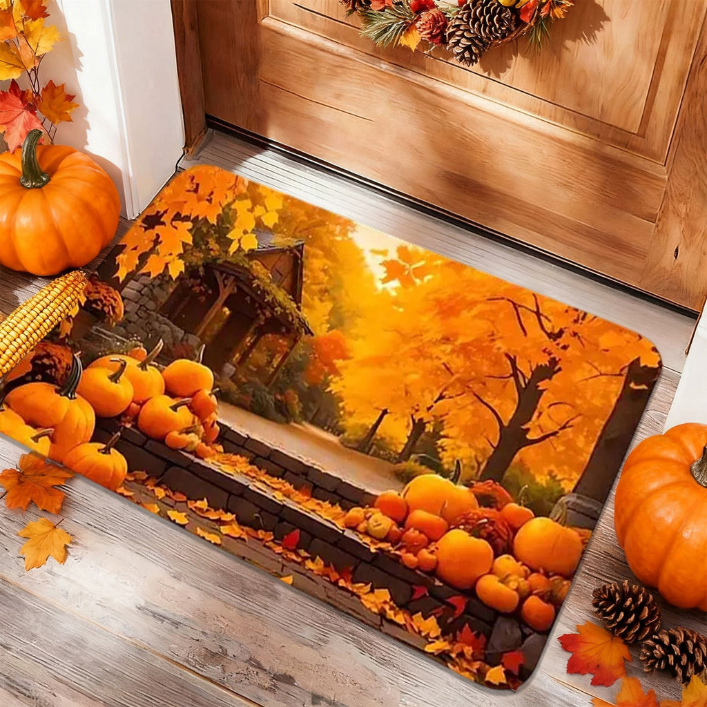 Autumn Door Mat for Entryway, 16x24 Inch, Fall-Themed Floor Doormat for Home Decor, Non-Slip Rug Mat for Living Room, Kitchen, Bedroom, Gifts for Fall Lovers (E)
