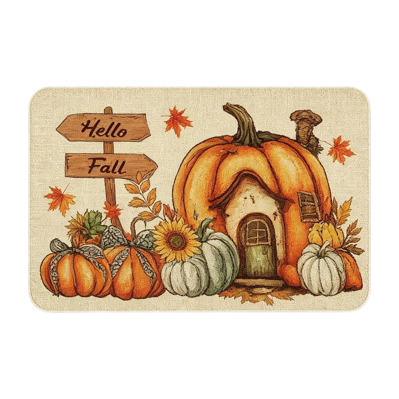 Autumn Door Mat for Entryway, 16x24 Inch, Fall-Themed Floor Doormat for Home Decor, Non-Slip Rug Mat for Living Room, Kitchen, Bedroom, Gifts for Fall Lovers (E)