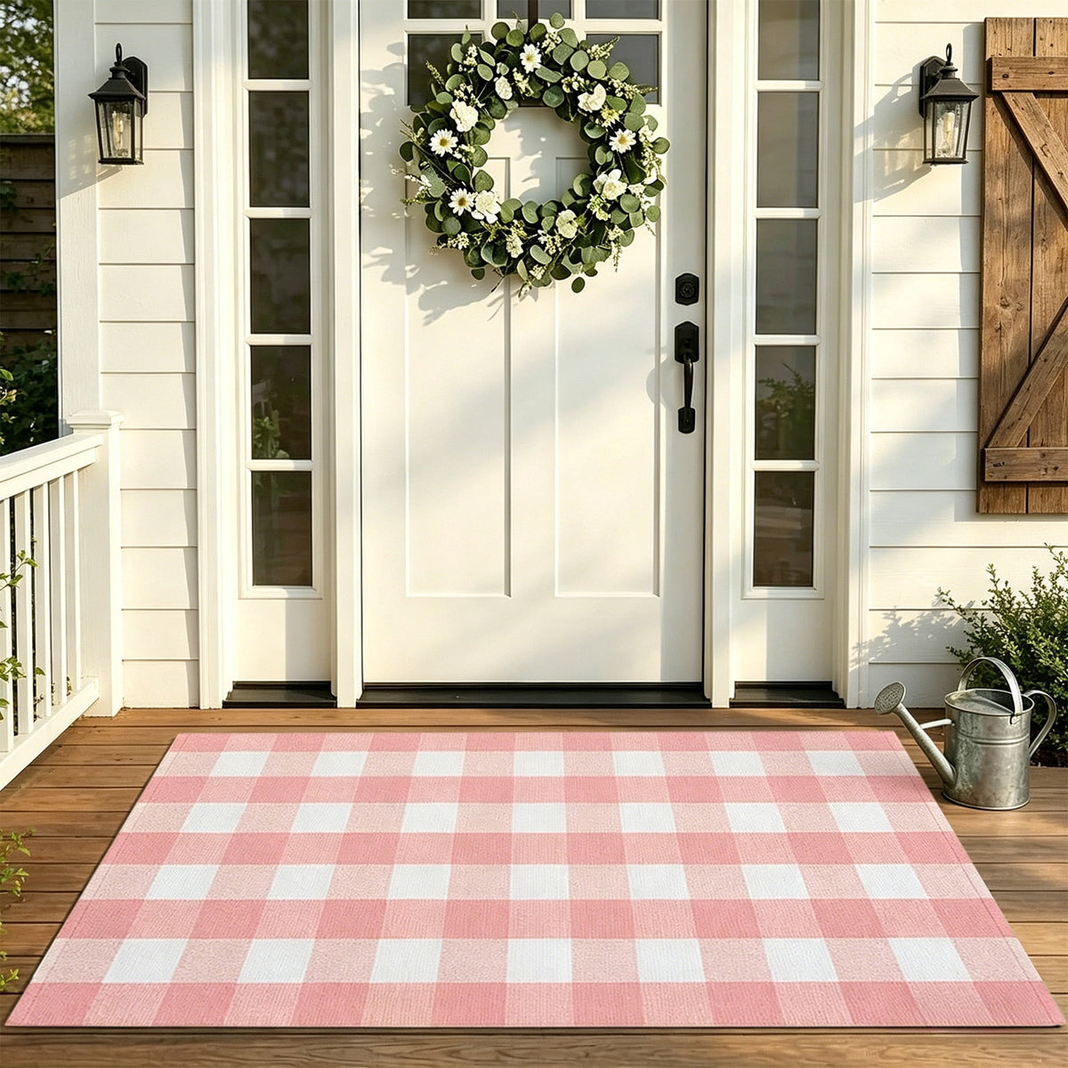 Dpityserensio Halloween Doormat Black Bat and Moon with Striped Border Non-Slip Washable Indoor Outdoor Rug, Vintage Fall Decor