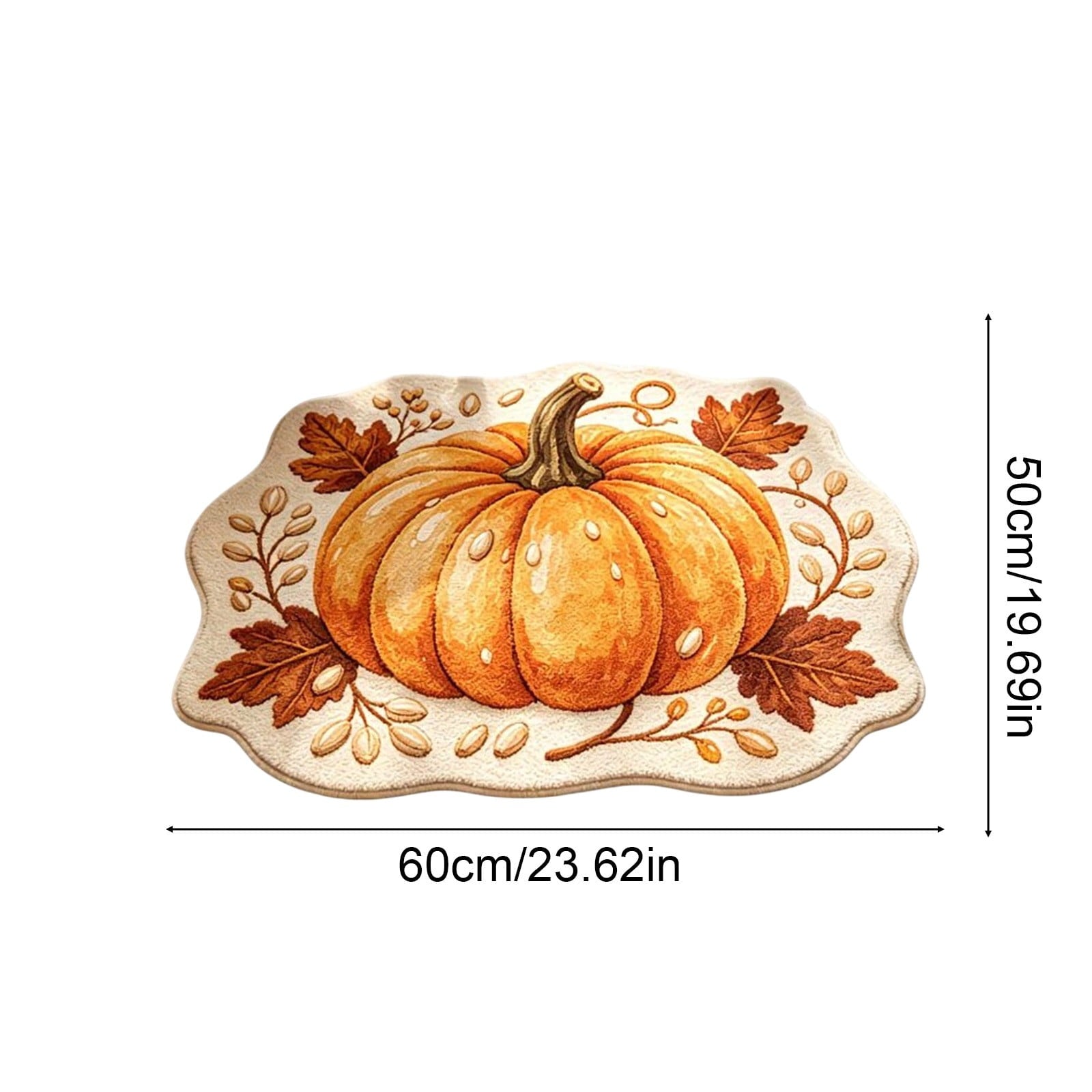 Fall Area Rug Maple Leaf Pumpkin Imitation Wool Mat 27.56x27.56in Polyester Skidproof & Soft for Living Room Bedroom Entryway Fall Doormat by MPOISVA
